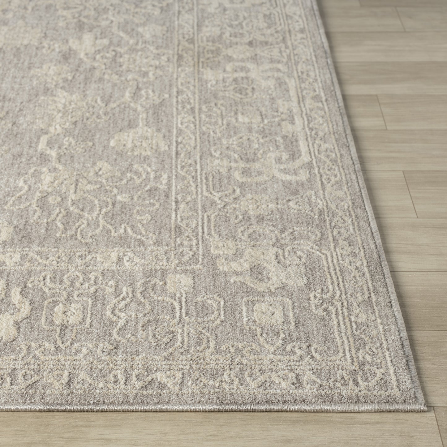 Castillo-82739 Farmhouse Power-Loomed Silver/Cream Cotton Indoor Area Rug - LR Home