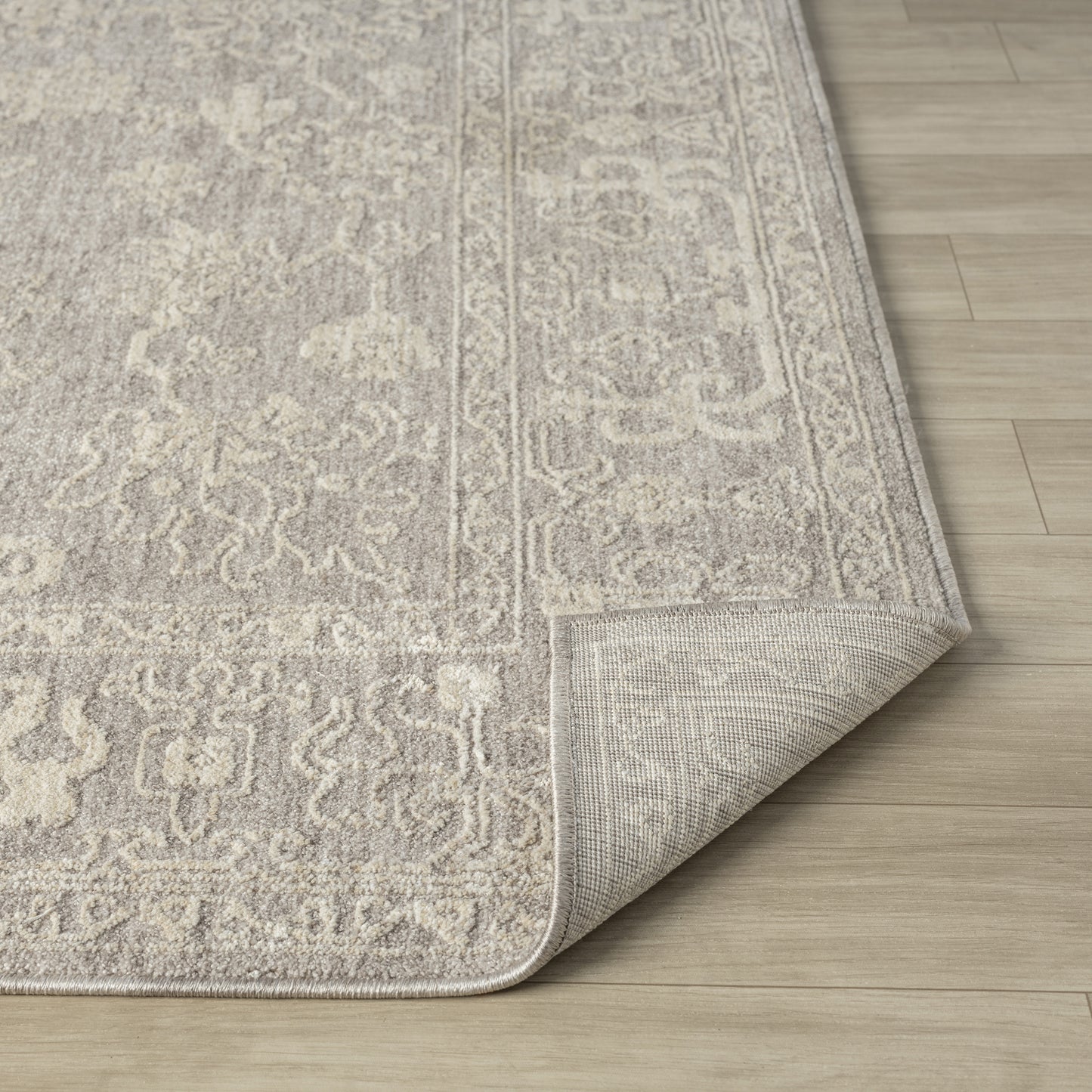 Castillo-82739 Farmhouse Power-Loomed Silver/Cream Cotton Indoor Area Rug - LR Home