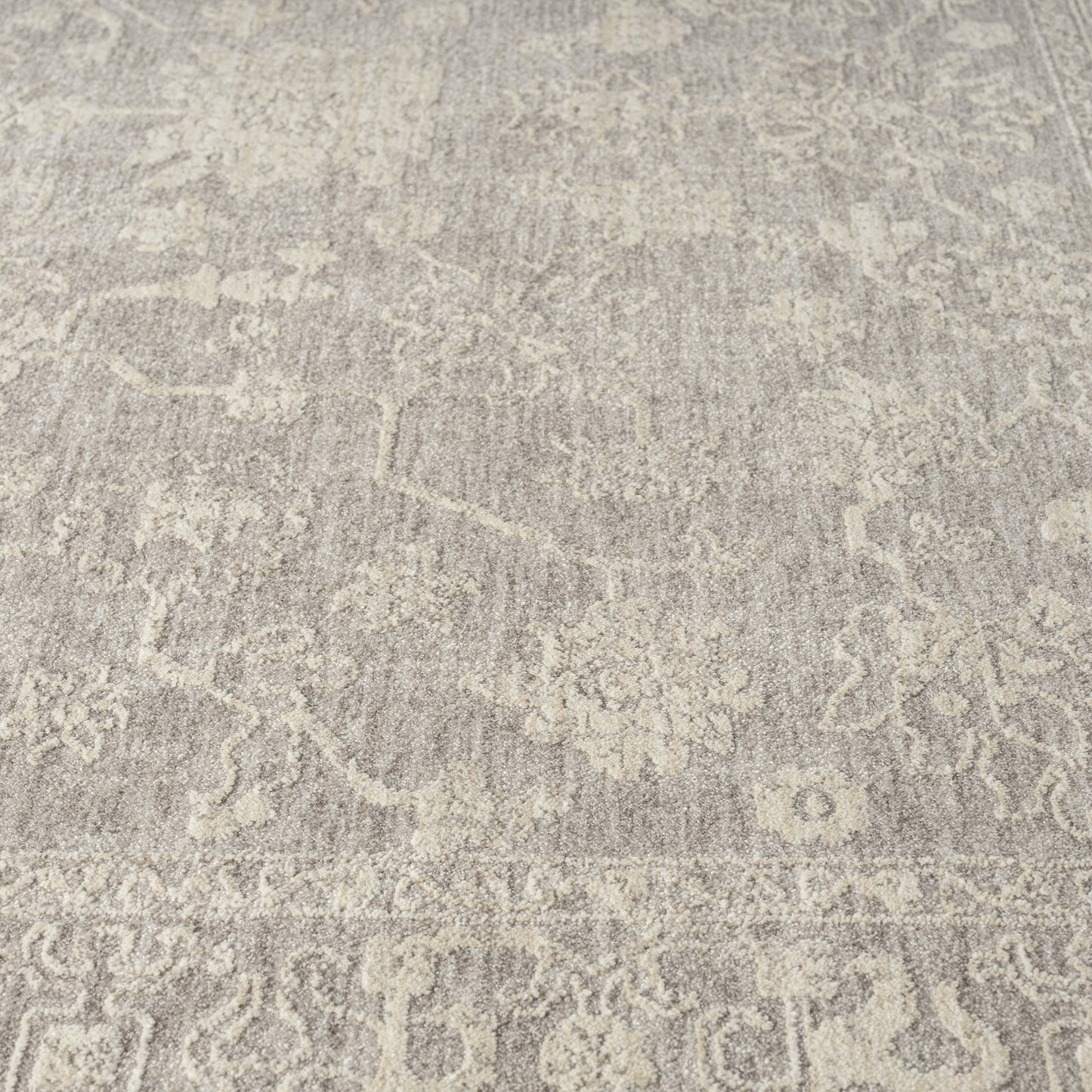 Castillo-82739 Farmhouse Power-Loomed Silver/Cream Cotton Indoor Area Rug - LR Home