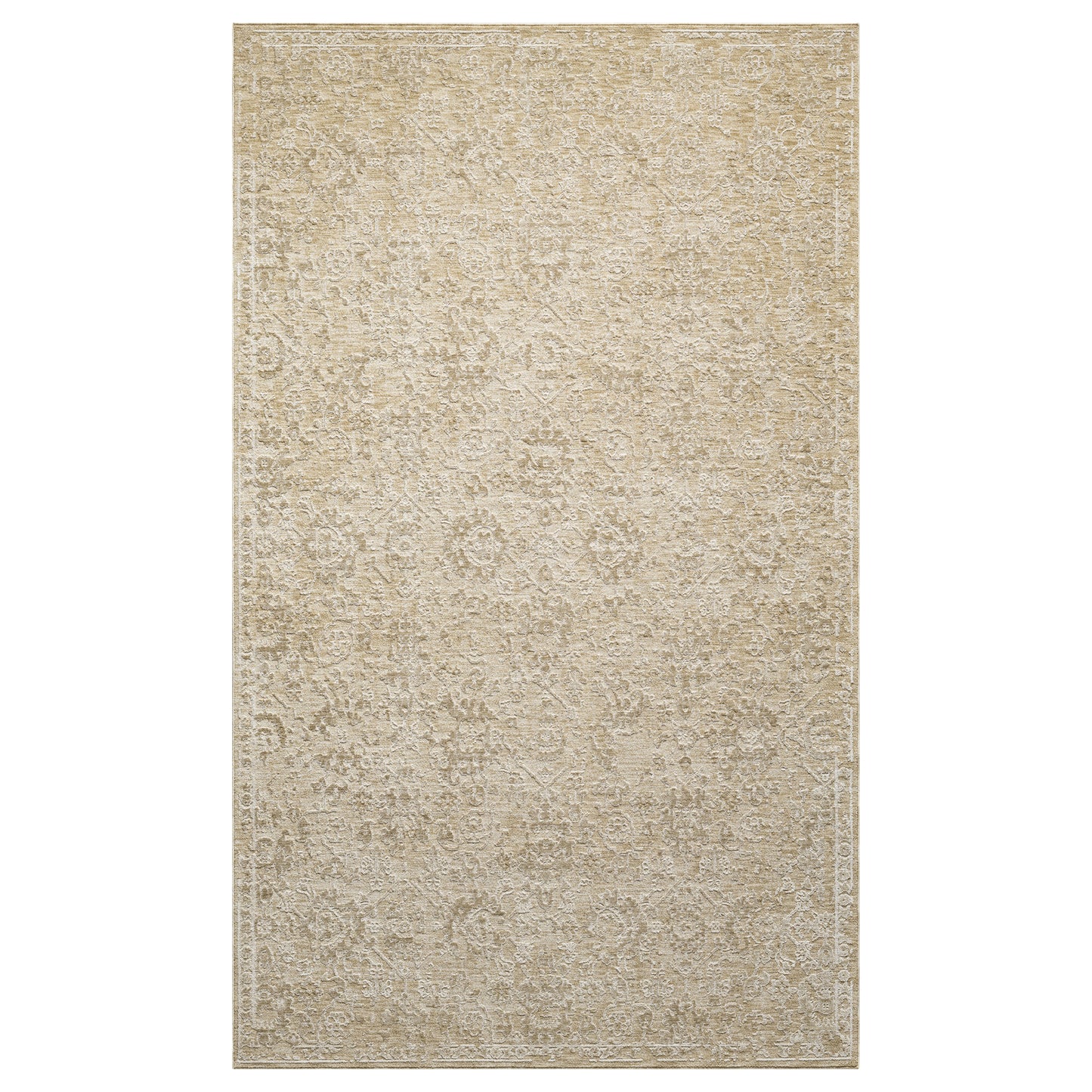 Castillo-82740 Farmhouse Power-Loomed Beige/Gold Cotton Indoor Area Rug - LR Home
