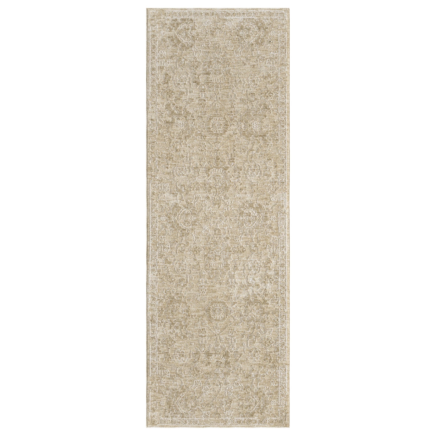 Castillo-82740 Farmhouse Power-Loomed Beige/Gold Cotton Indoor Area Rug - LR Home
