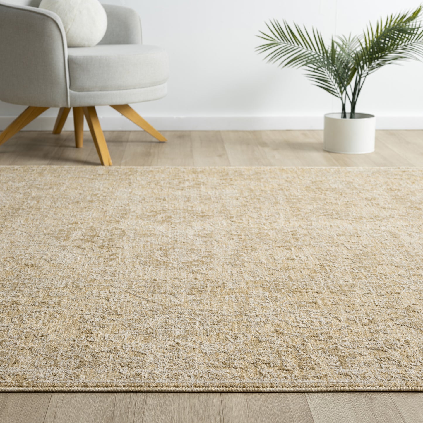 Castillo-82740 Farmhouse Power-Loomed Beige/Gold Cotton Indoor Area Rug - LR Home