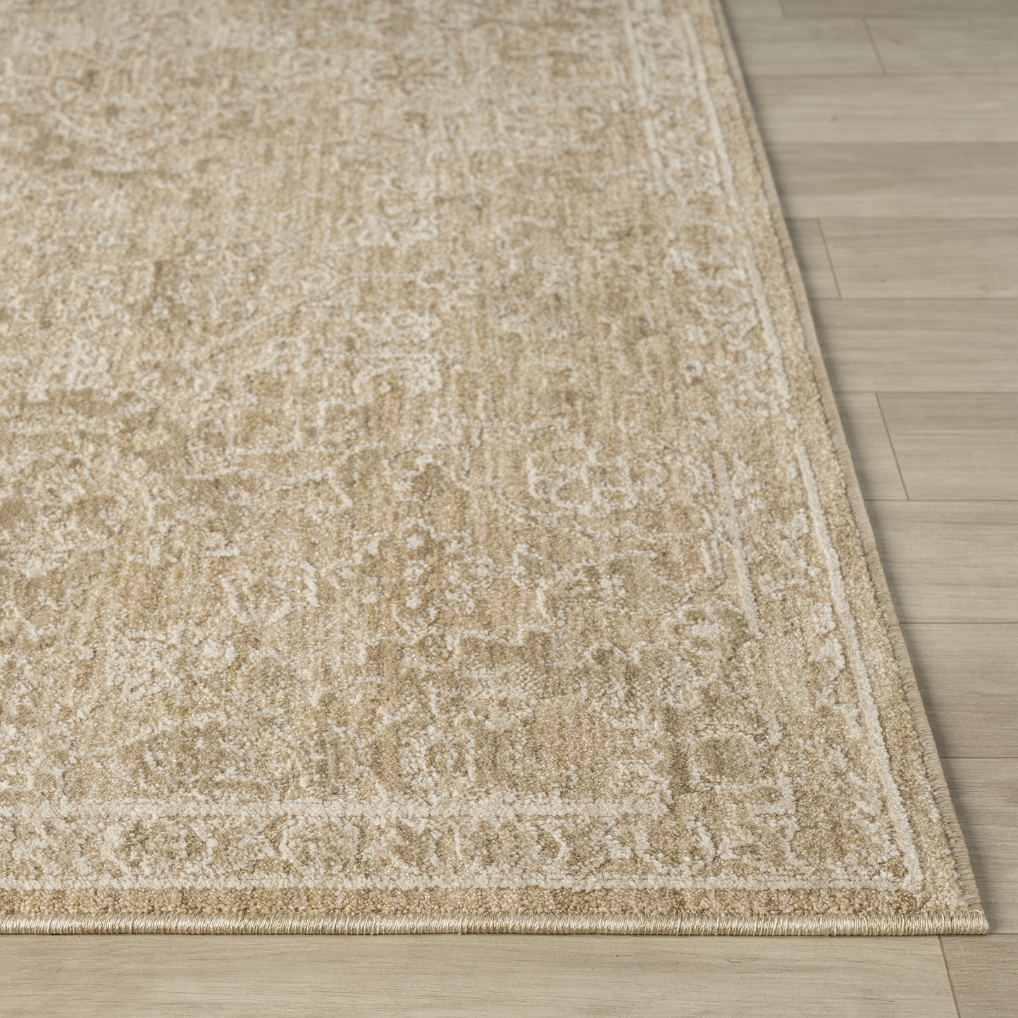 Castillo-82740 Farmhouse Power-Loomed Beige/Gold Cotton Indoor Area Rug - LR Home