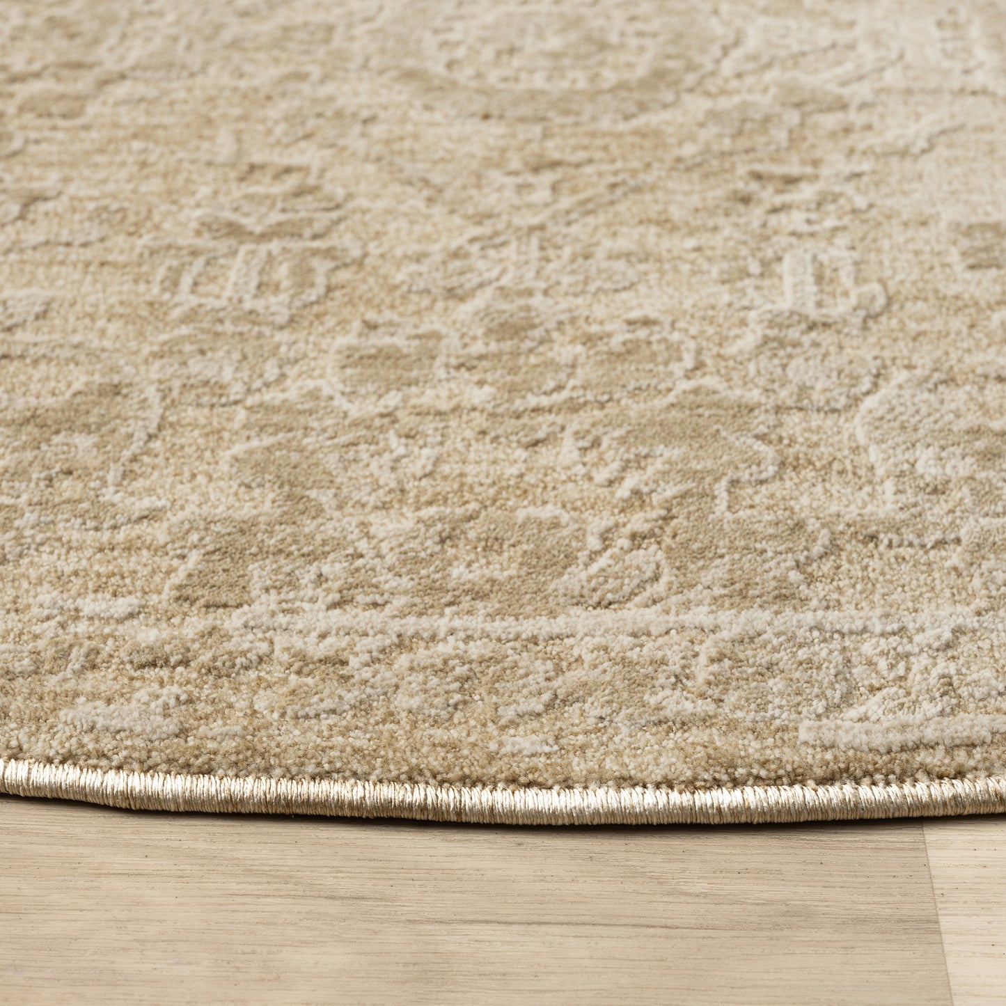 Castillo-82740 Farmhouse Power-Loomed Beige/Gold Cotton Indoor Area Rug - LR Home