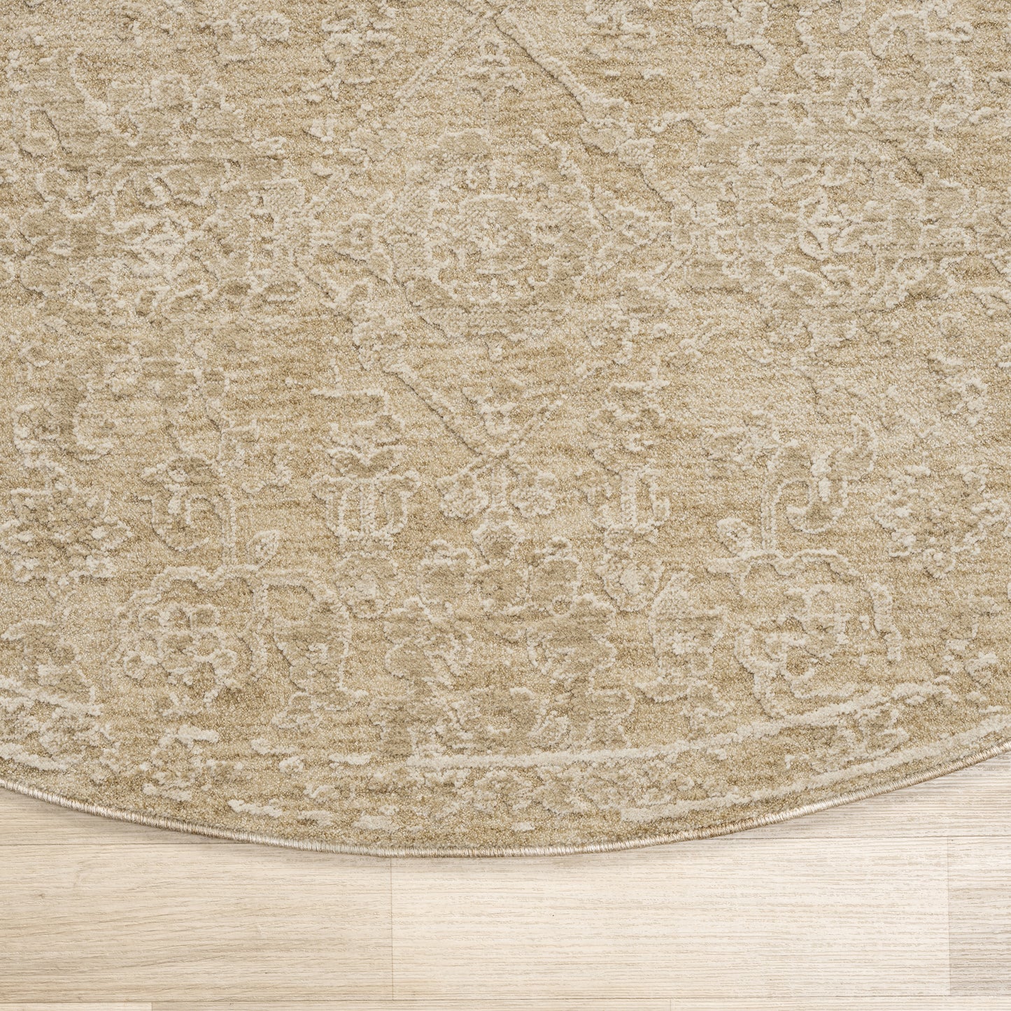 Castillo-82740 Farmhouse Power-Loomed Beige/Gold Cotton Indoor Area Rug - LR Home