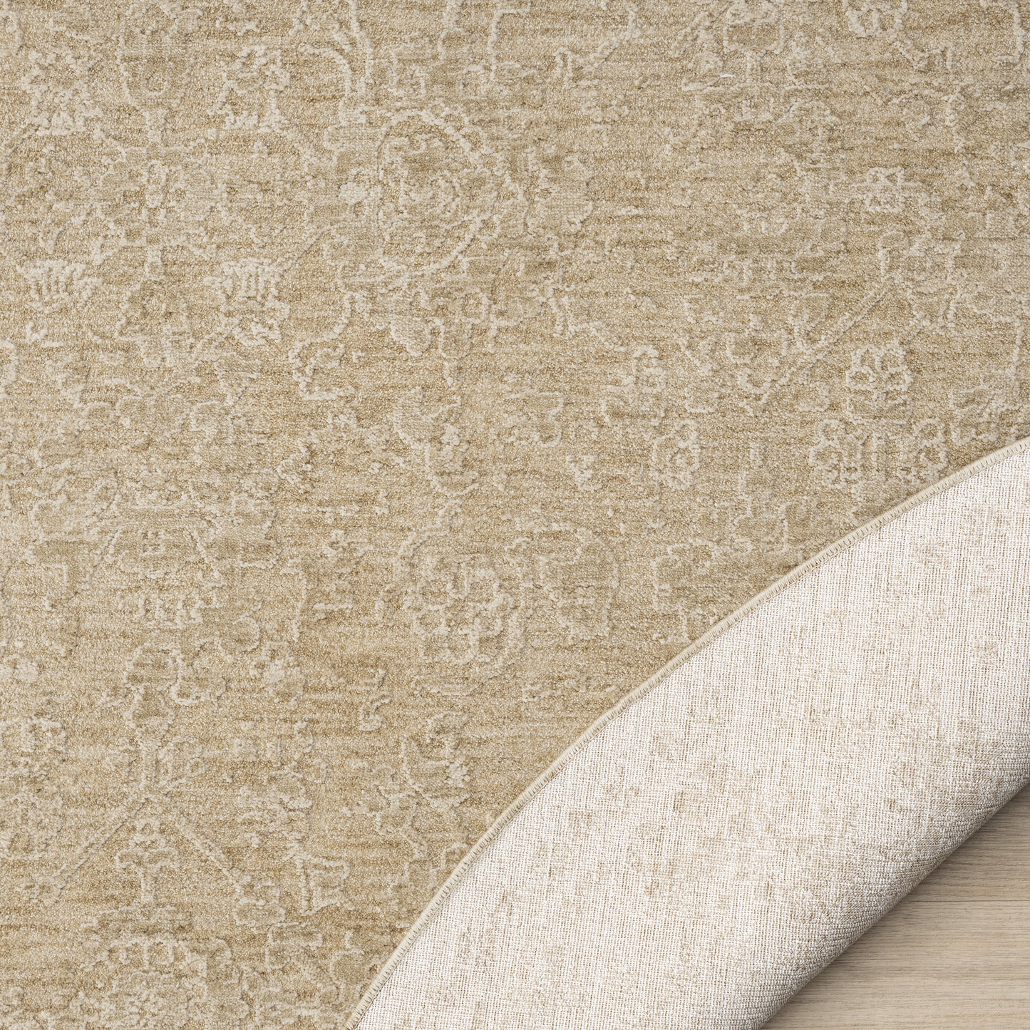 Castillo-82740 Farmhouse Power-Loomed Beige/Gold Cotton Indoor Area Rug - LR Home