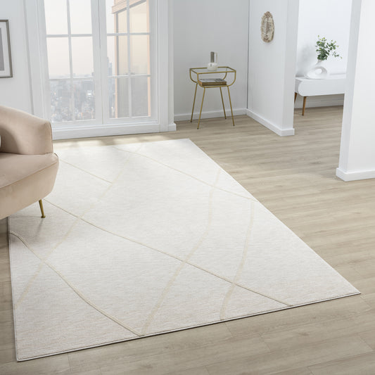 Castillo-82741 Modern Power-Loomed Cream Cotton Indoor Area Rug - LR Home