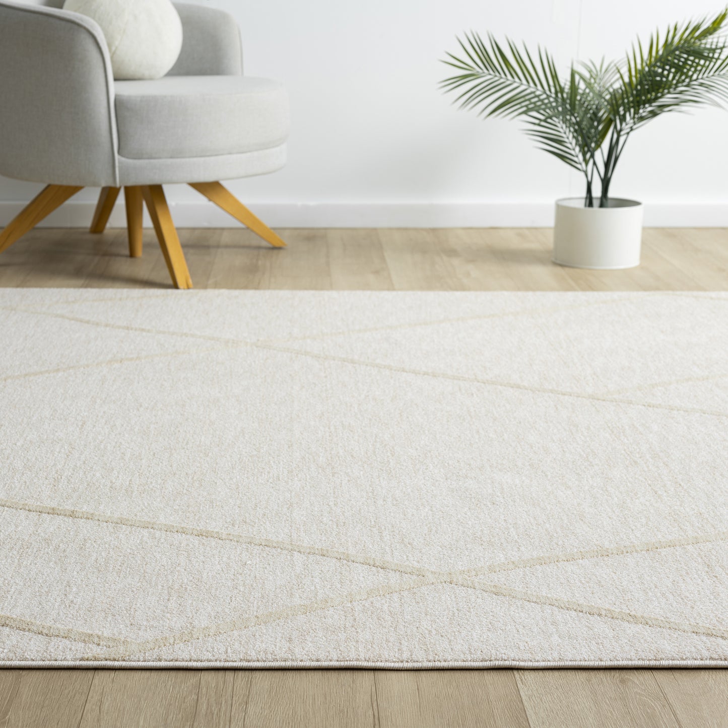Castillo-82741 Modern Power-Loomed Cream Cotton Indoor Area Rug - LR Home