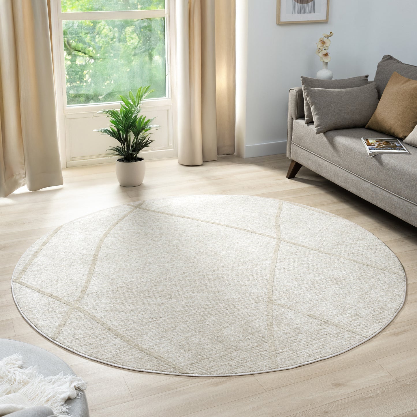 Castillo-82741 Modern Power-Loomed Cream Cotton Indoor Area Rug - LR Home