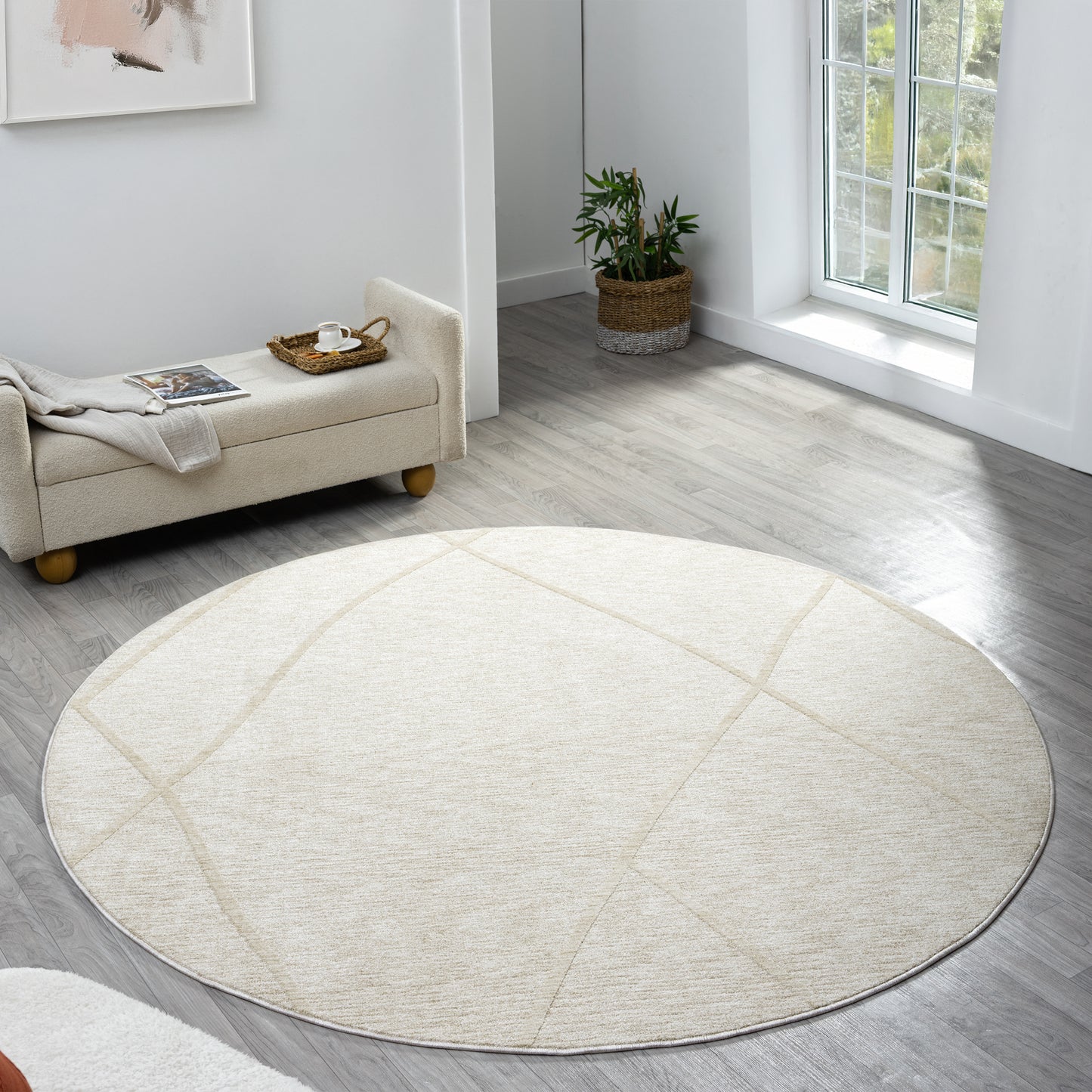 Castillo-82741 Modern Power-Loomed Cream Cotton Indoor Area Rug - LR Home