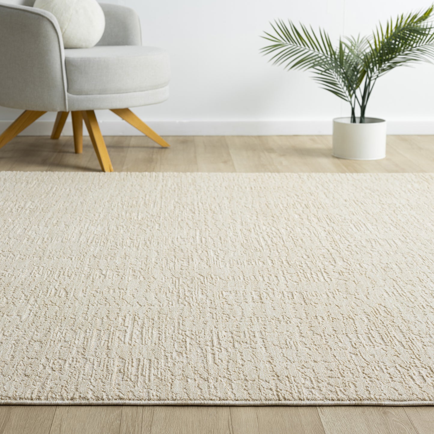 Castillo-82743 Transitional Power-Loomed Beige/Cream Cotton Indoor Area Rug - LR Home