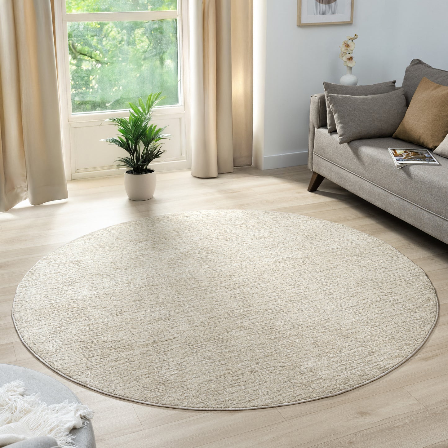 Castillo-82743 Transitional Power-Loomed Beige/Cream Cotton Indoor Area Rug - LR Home