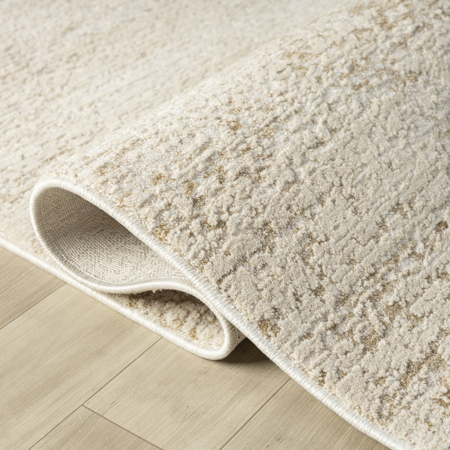 Castillo-82744 Modern Power-Loomed Cream/Gold Cotton Indoor Area Rug - LR Home