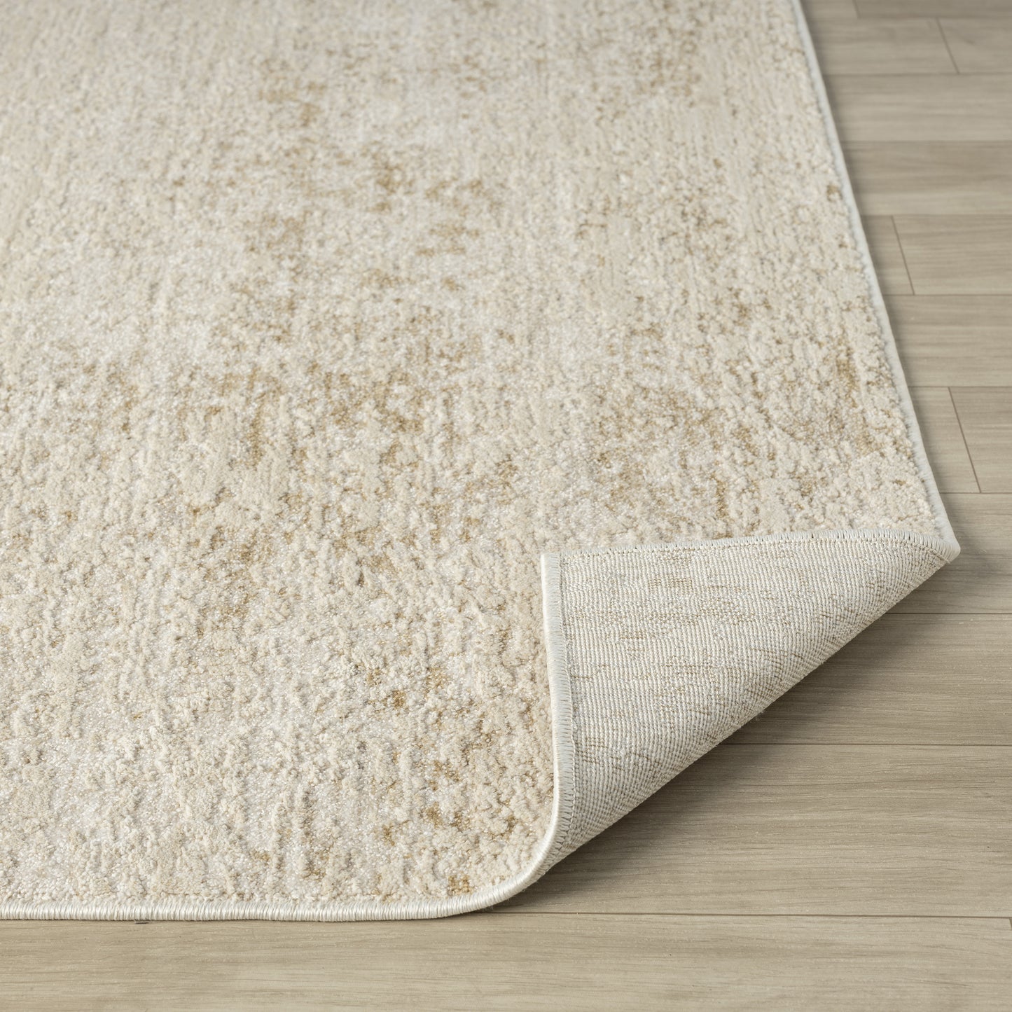 Castillo-82744 Modern Power-Loomed Cream/Gold Cotton Indoor Area Rug - LR Home