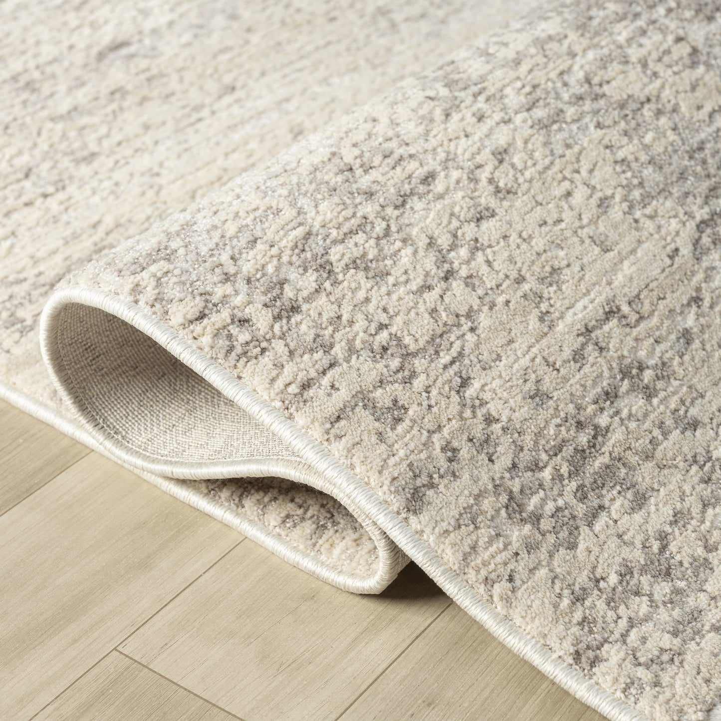 Castillo-82745 Farmhouse Power-Loomed Cream/Silver Cotton Indoor Area Rug - LR Home