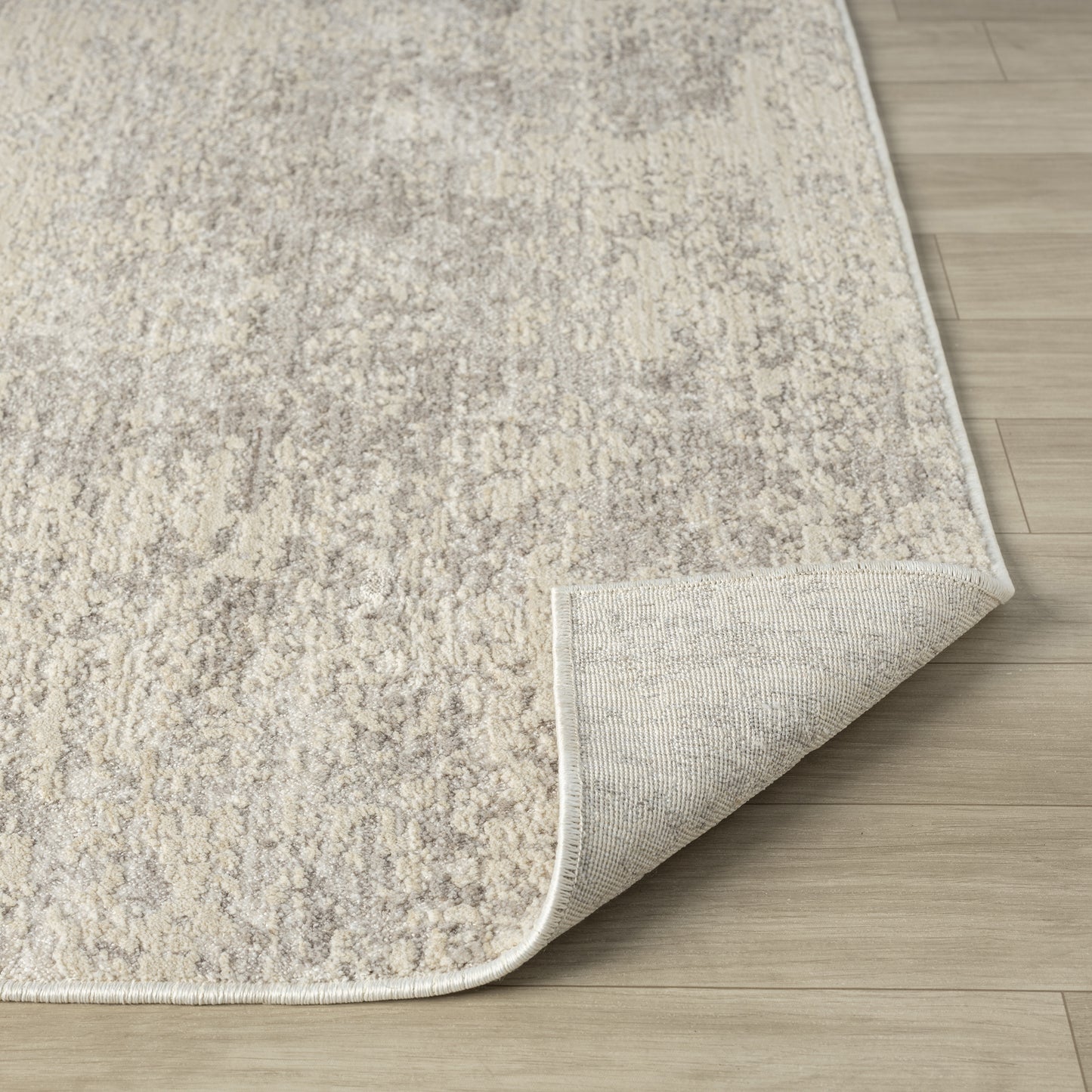 Castillo-82745 Farmhouse Power-Loomed Cream/Silver Cotton Indoor Area Rug - LR Home