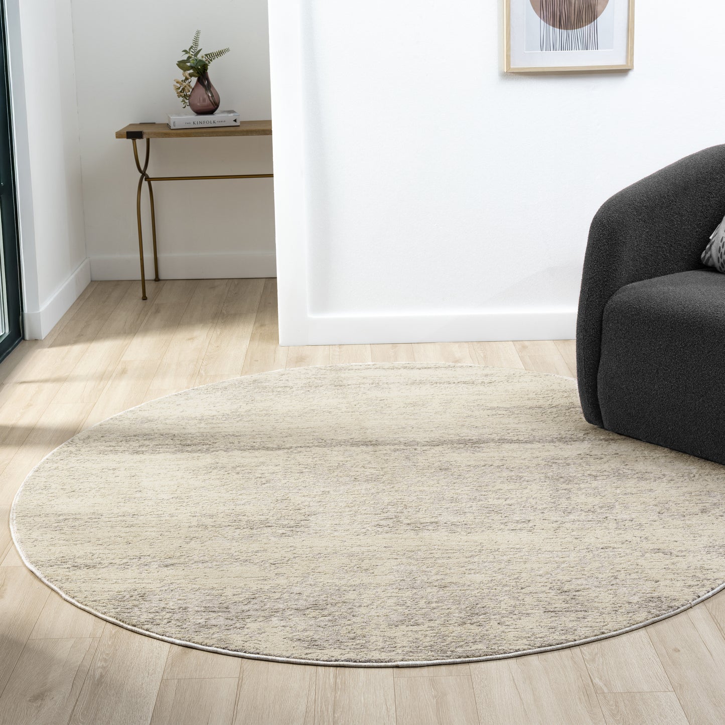 Castillo-82745 Farmhouse Power-Loomed Cream/Silver Cotton Indoor Area Rug - LR Home