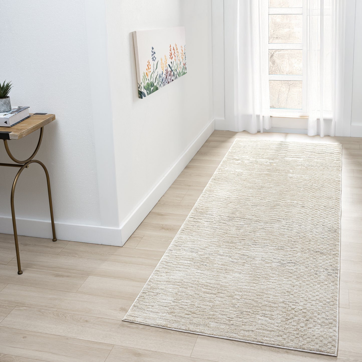 Castillo-82746 Transitional Power-Loomed Cream/Beige Cotton Indoor Area Rug - LR Home