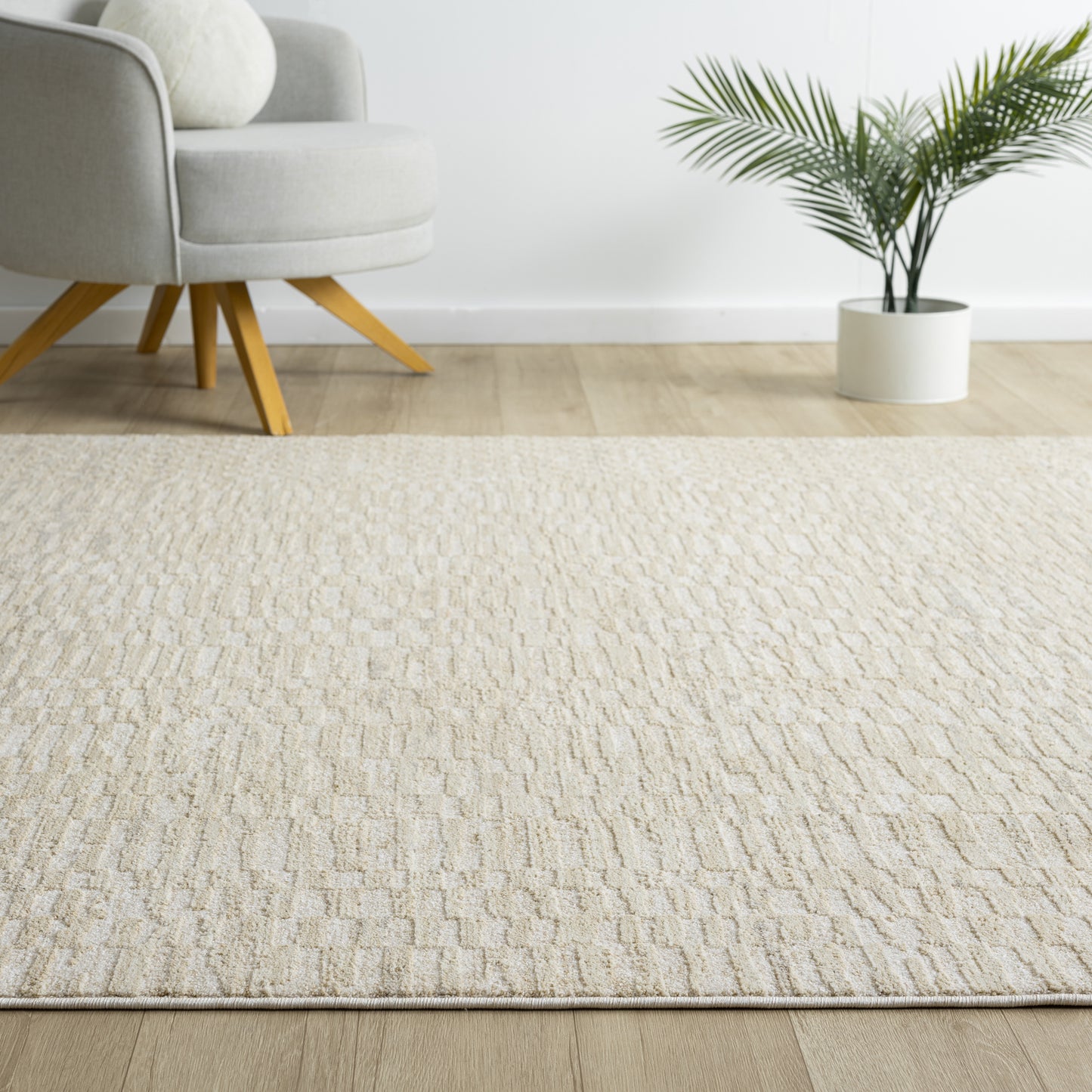 Castillo-82746 Transitional Power-Loomed Cream/Beige Cotton Indoor Area Rug - LR Home