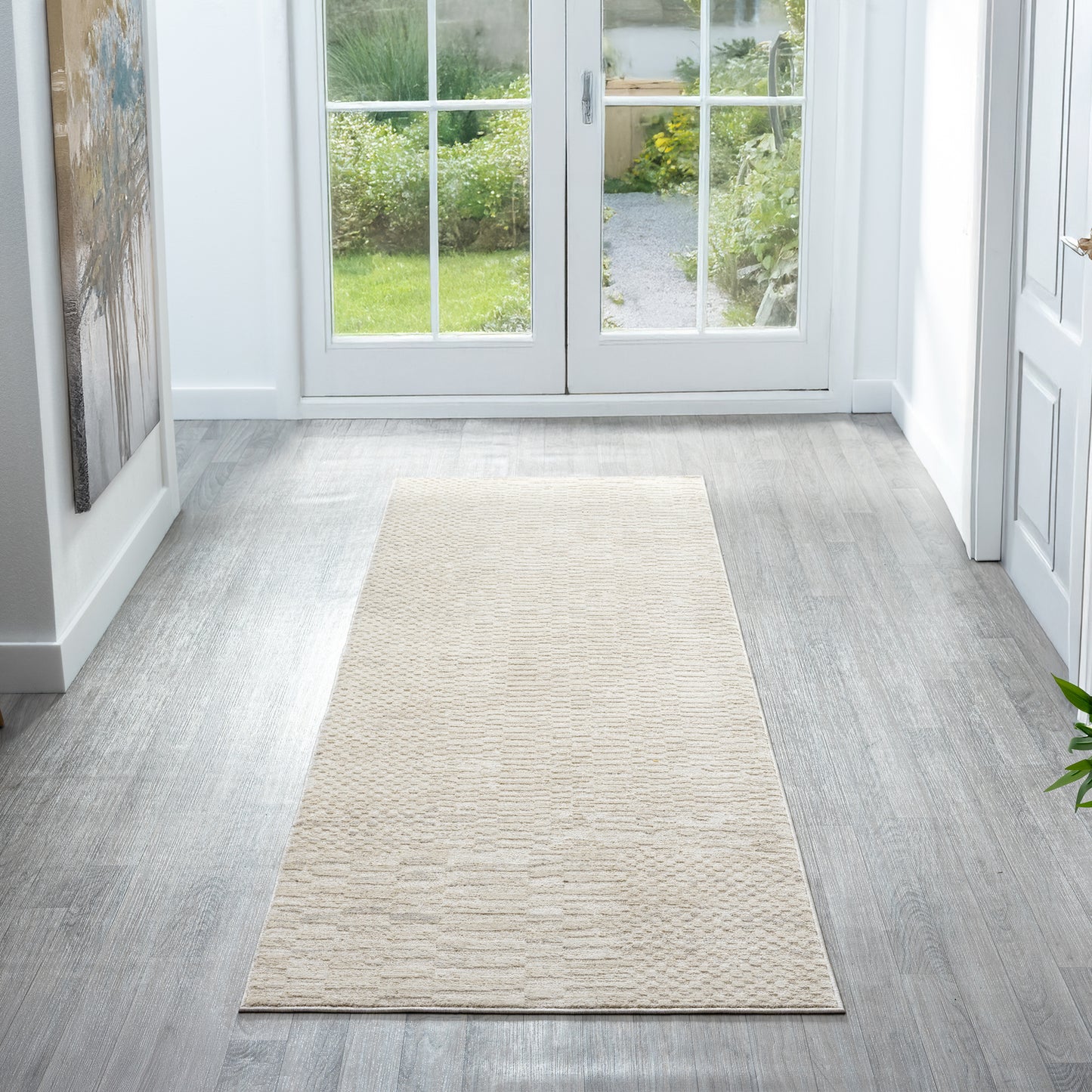 Castillo-82746 Transitional Power-Loomed Cream/Beige Cotton Indoor Area Rug - LR Home