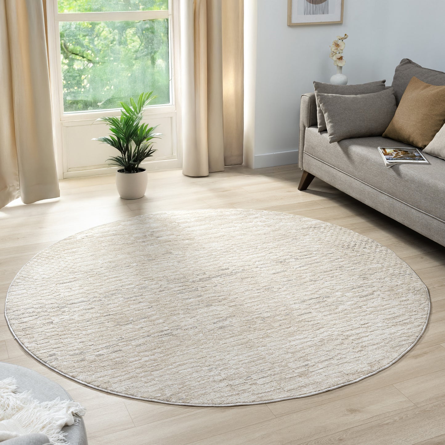 Castillo-82746 Transitional Power-Loomed Cream/Beige Cotton Indoor Area Rug - LR Home