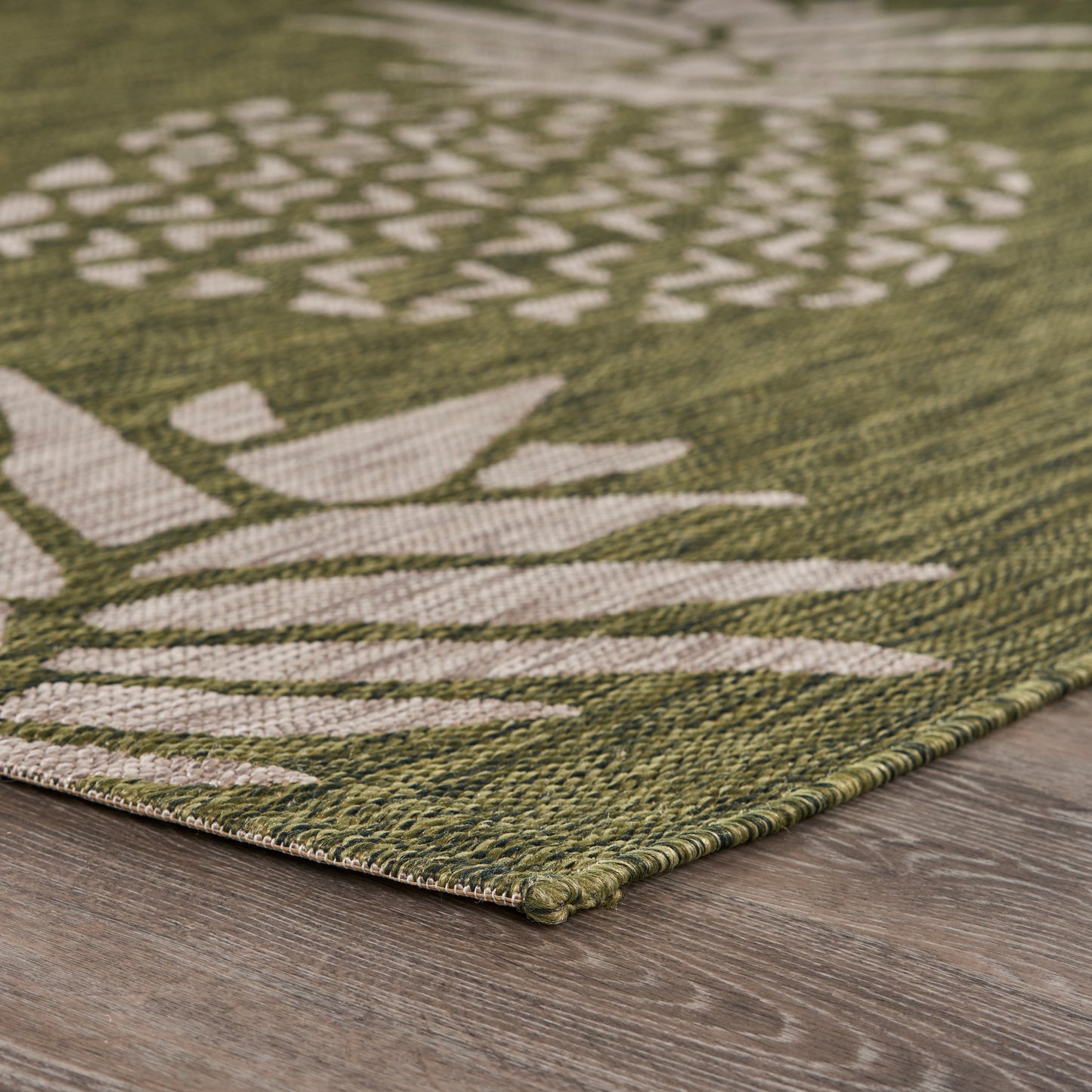 CATAL-81500 Tropical Machine Made Dark Green/Beige Polypropylene Indoor/Outdoor Area Rugs - LR Home