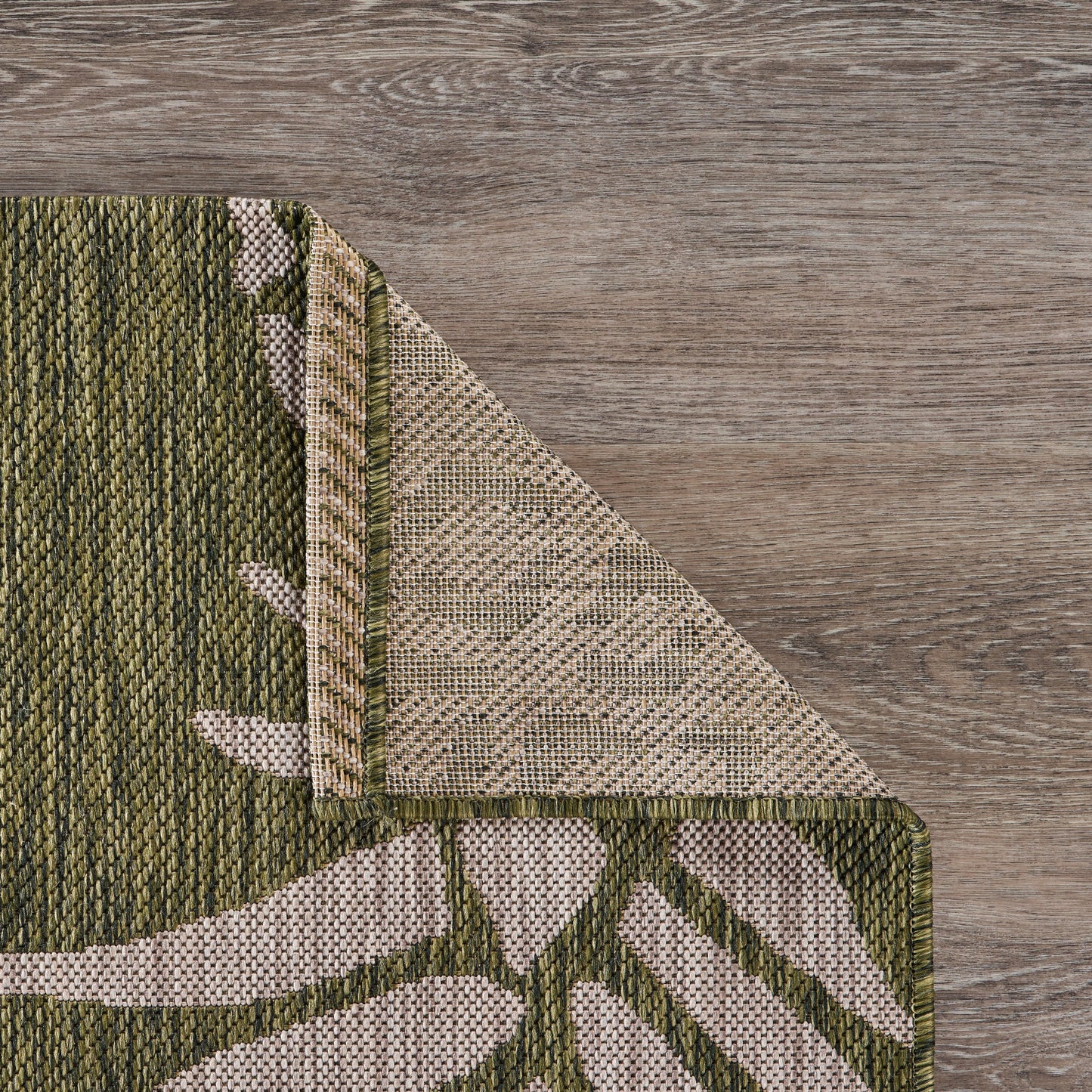 CATAL-81500 Tropical Machine Made Dark Green/Beige Polypropylene Indoor/Outdoor Area Rugs - LR Home