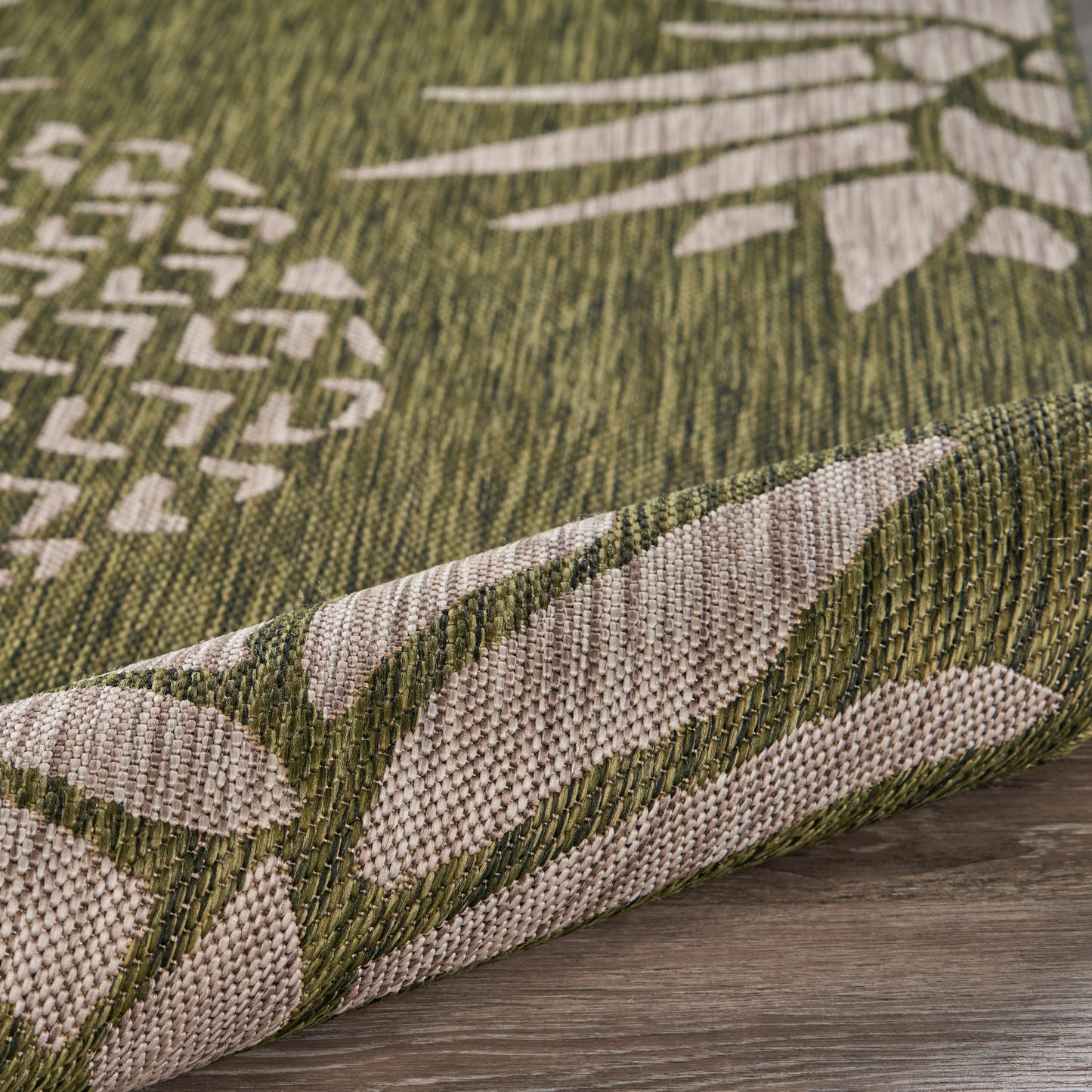 CATAL-81500 Tropical Machine Made Dark Green/Beige Polypropylene Indoor/Outdoor Area Rugs - LR Home