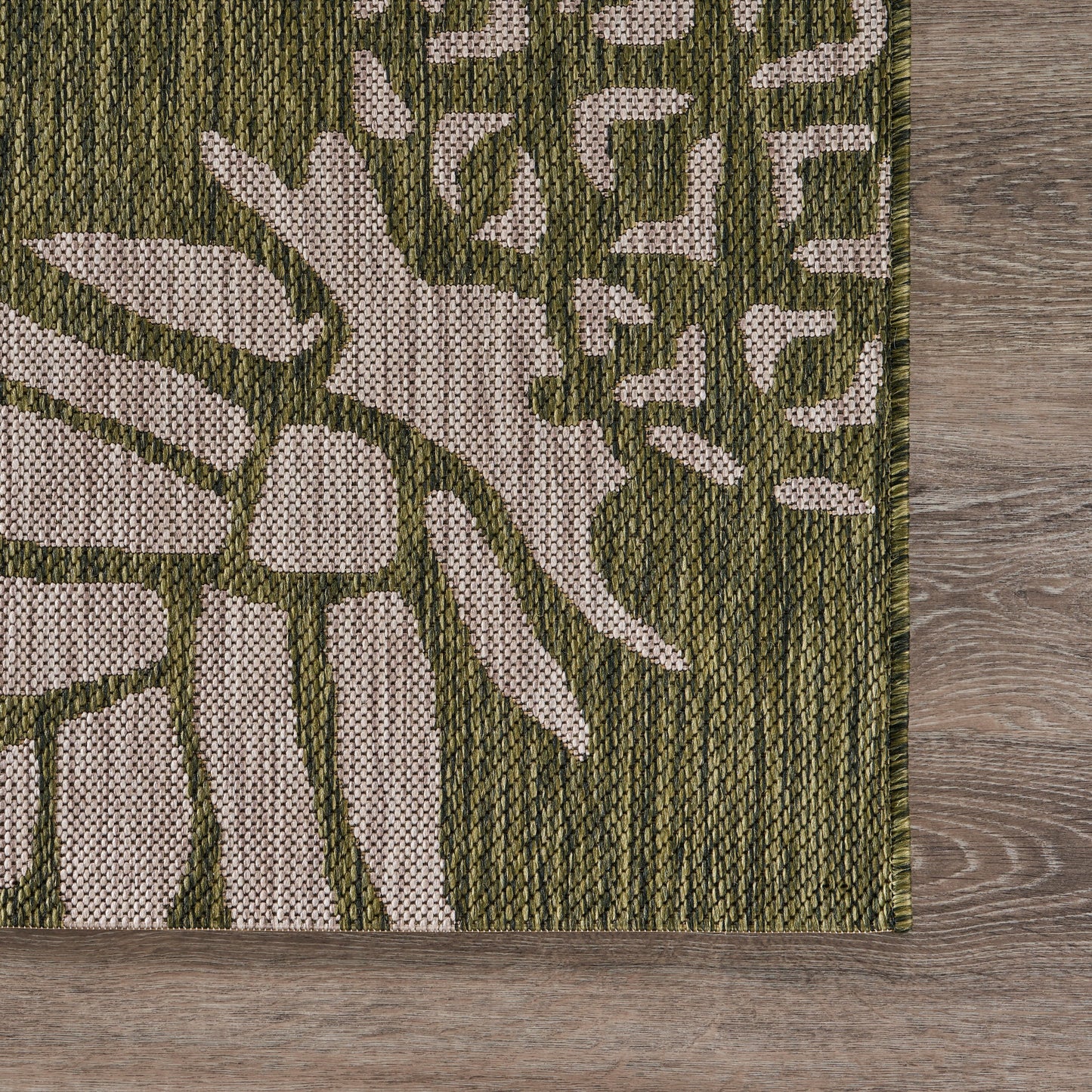 CATAL-81500 Tropical Machine Made Dark Green/Beige Polypropylene Indoor/Outdoor Area Rugs - LR Home