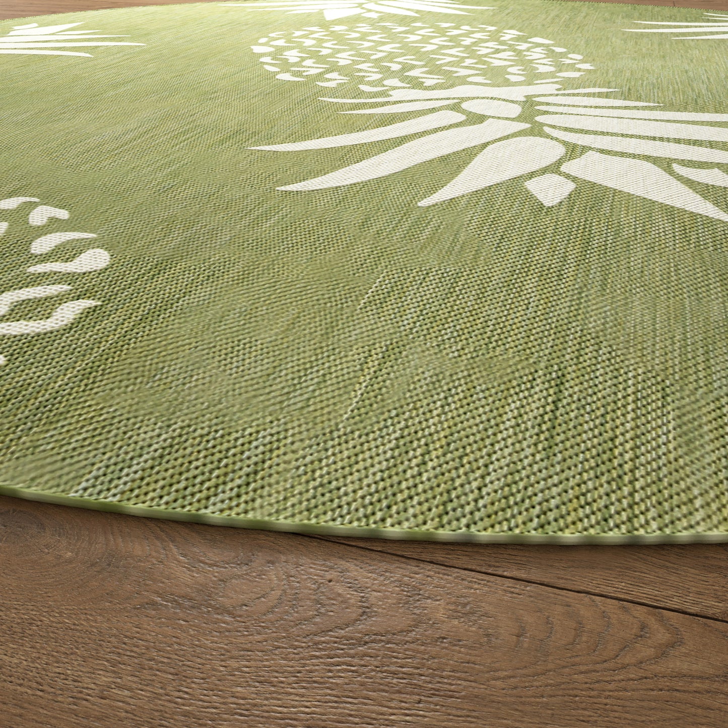 CATAL-81500 Tropical Machine Made Dark Green/Beige Polypropylene Indoor/Outdoor Area Rugs - LR Home
