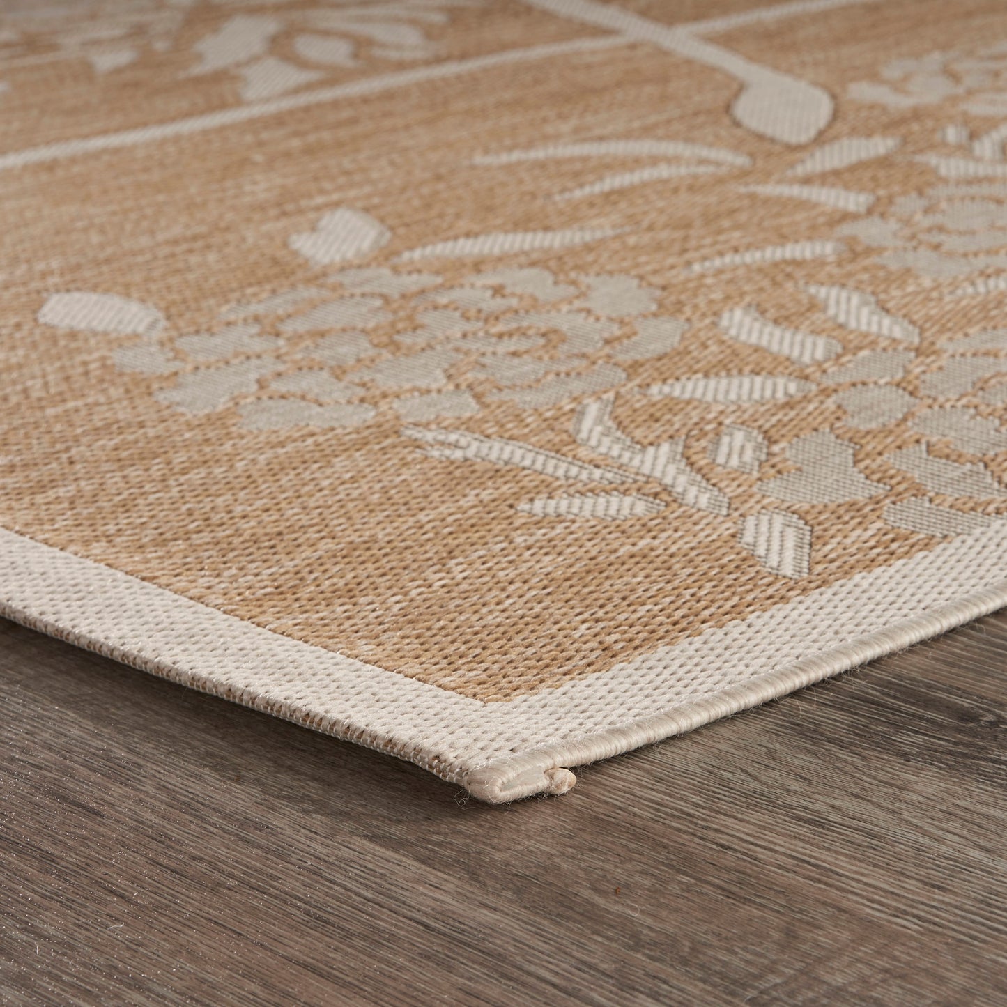 Catalina-81501 Tropical Power-Loomed Beige Polypropylene Indoor/Outdoor Area Rug - LR Home