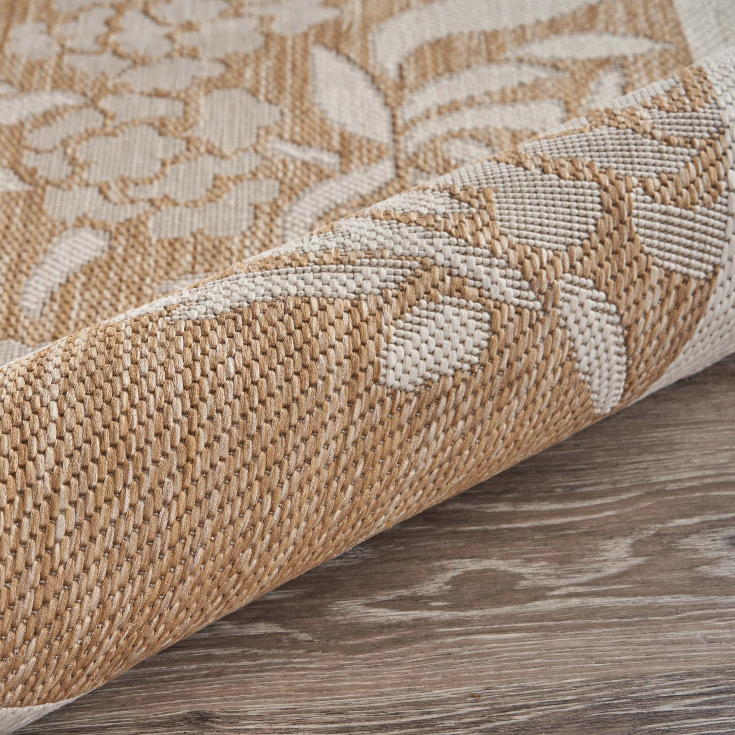 Catalina-81501 Tropical Power-Loomed Beige Polypropylene Indoor/Outdoor Area Rug - LR Home