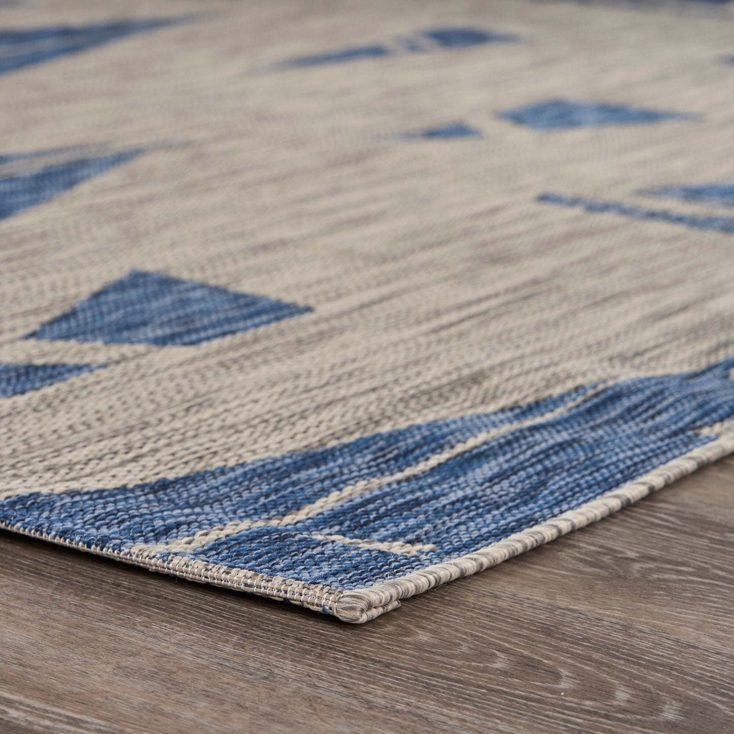 Catalina-81502 Nautical Power-Loomed Gray/Navy Polypropylene Indoor/Outdoor Area Rug - LR Home
