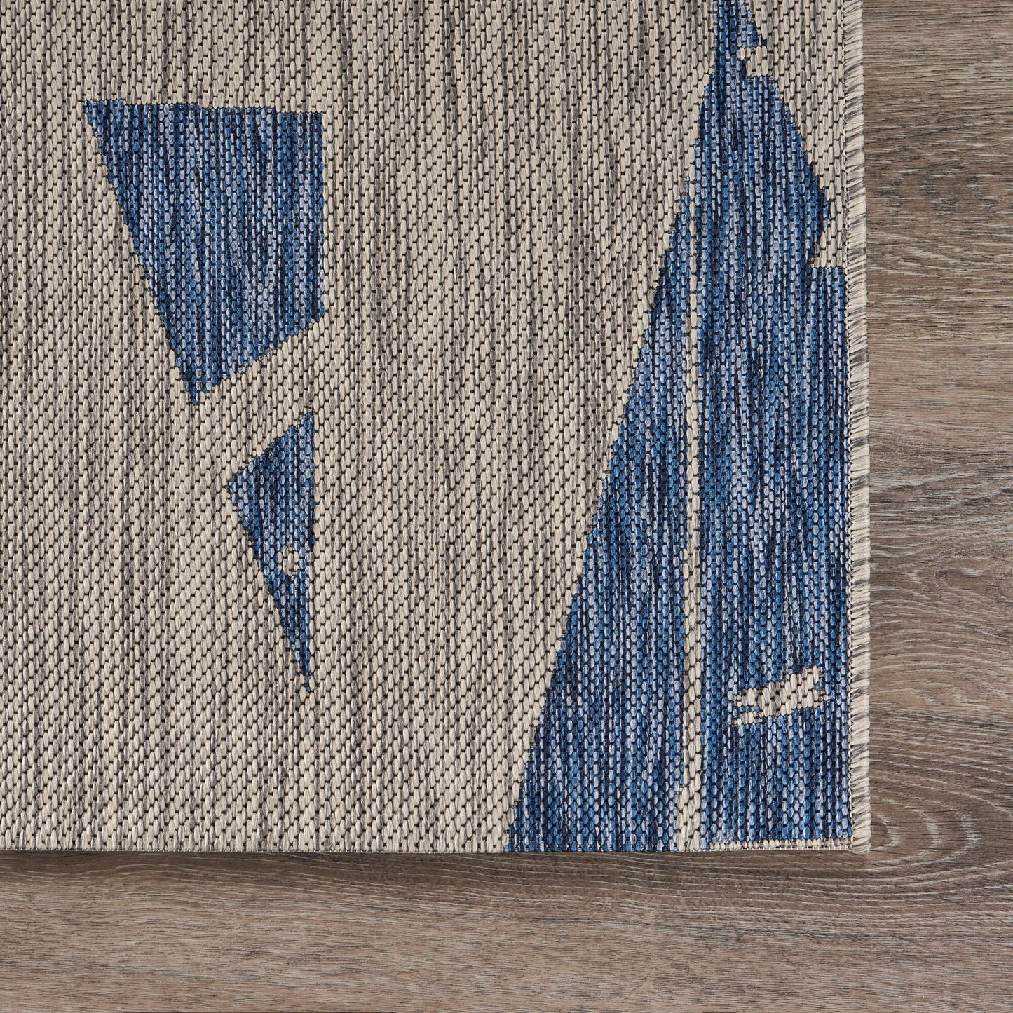 Catalina-81502 Nautical Power-Loomed Gray/Navy Polypropylene Indoor/Outdoor Area Rug - LR Home