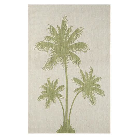 Ox Bay Green/Taupe Coastal Palm Tree Indoor/Outdoor Area Rug - Silo view