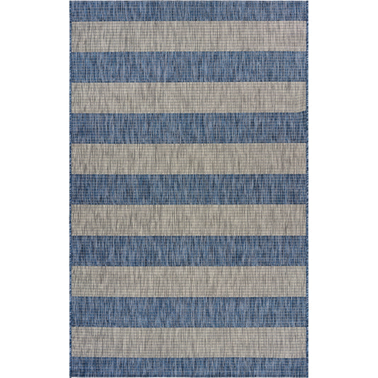 Ox Bay Navy/Gray Coastal Striped Indoor/Outdoor Area Rug - Silo view