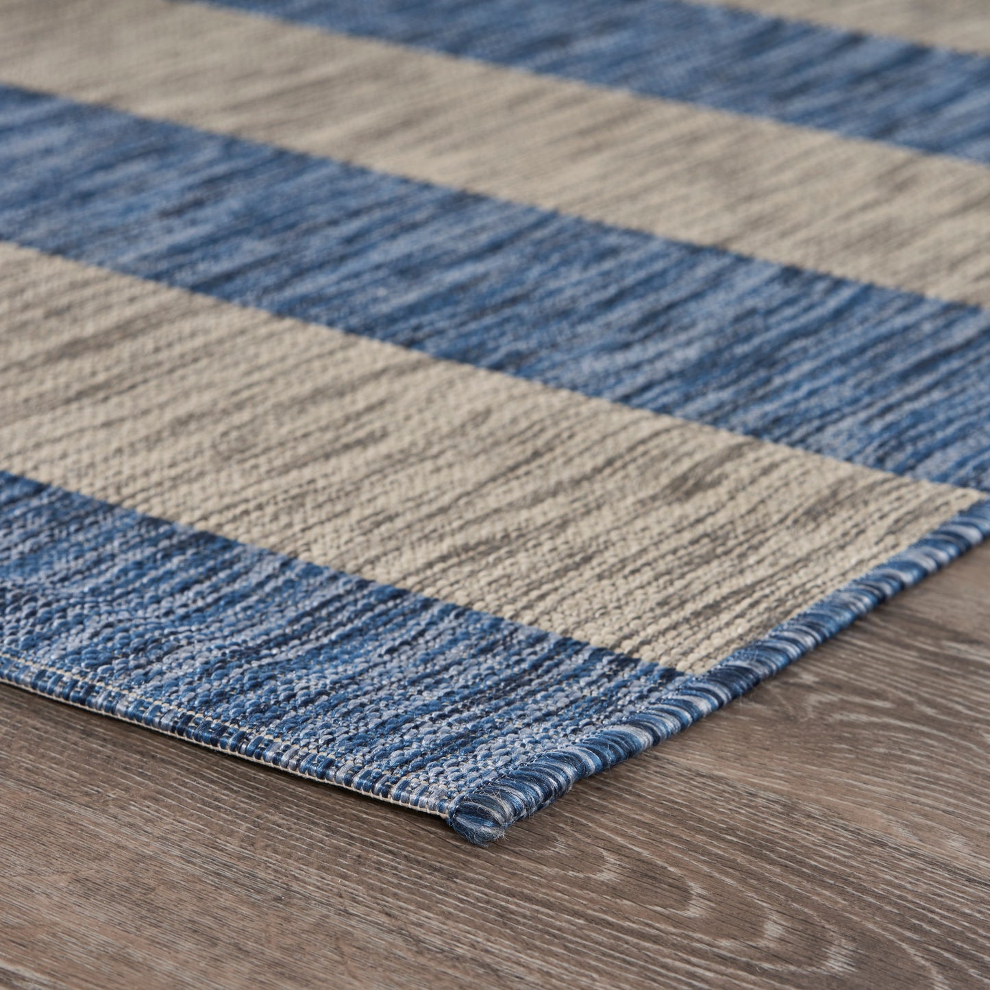 CATAL-81504 Nautical/Coastal Machine Made Navy/Gray Polypropylene Indoor/Outdoor Area Rugs - LR Home
