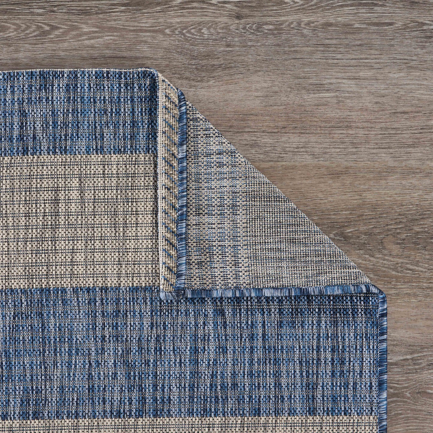 CATAL-81504 Nautical/Coastal Machine Made Navy/Gray Polypropylene Indoor/Outdoor Area Rugs - LR Home