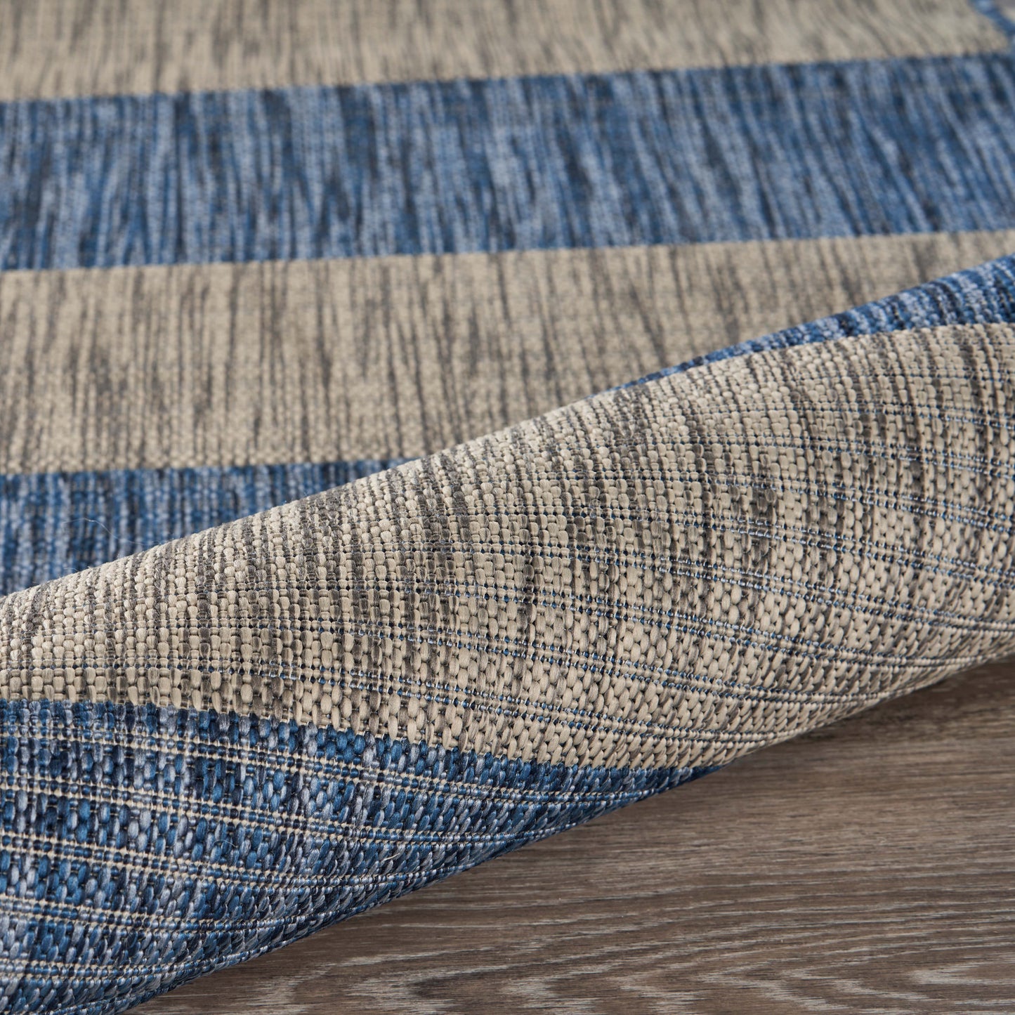 CATAL-81504 Nautical/Coastal Machine Made Navy/Gray Polypropylene Indoor/Outdoor Area Rugs - LR Home