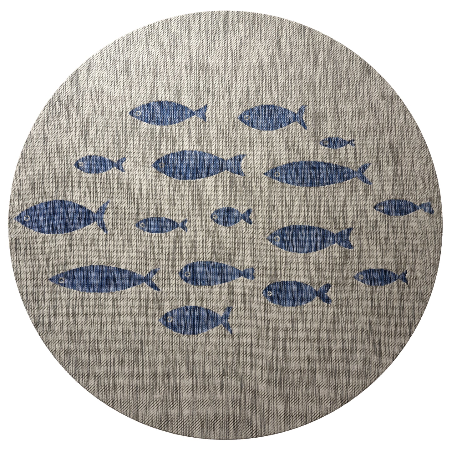 Catalina-81505 Tropical Power-Loomed Gray/Navy Blue Polypropylene Indoor/Outdoor Area Rug - LR Home