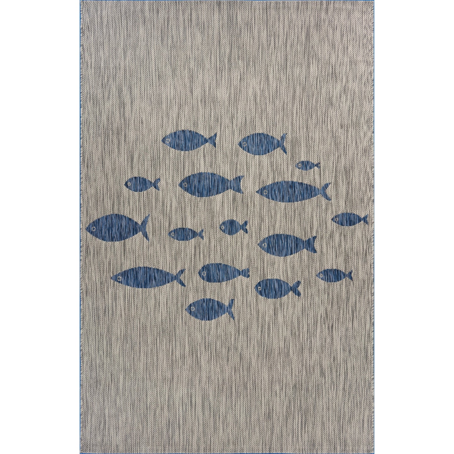 Catalina-81505 Tropical Power-Loomed Gray/Navy Blue Polypropylene Indoor/Outdoor Area Rug - LR Home
