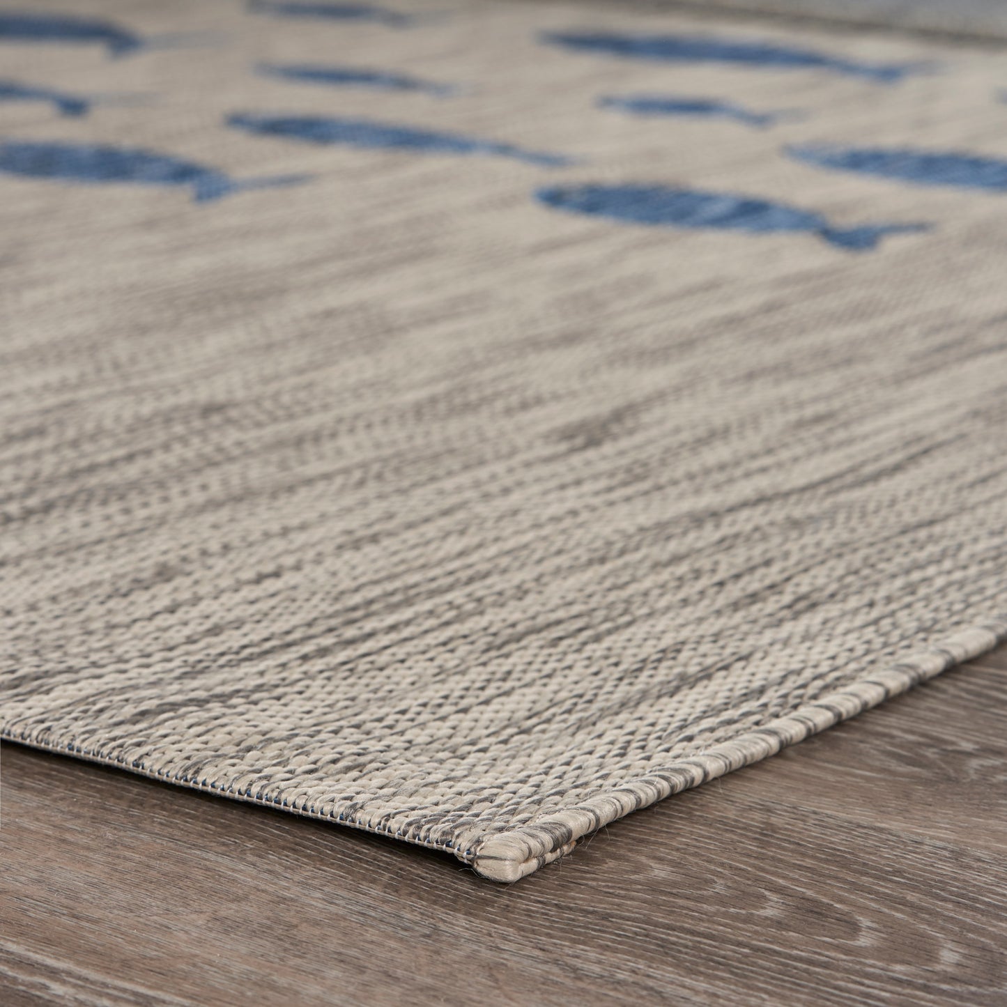 Catalina-81505 Tropical Power-Loomed Gray/Navy Blue Polypropylene Indoor/Outdoor Area Rug - LR Home