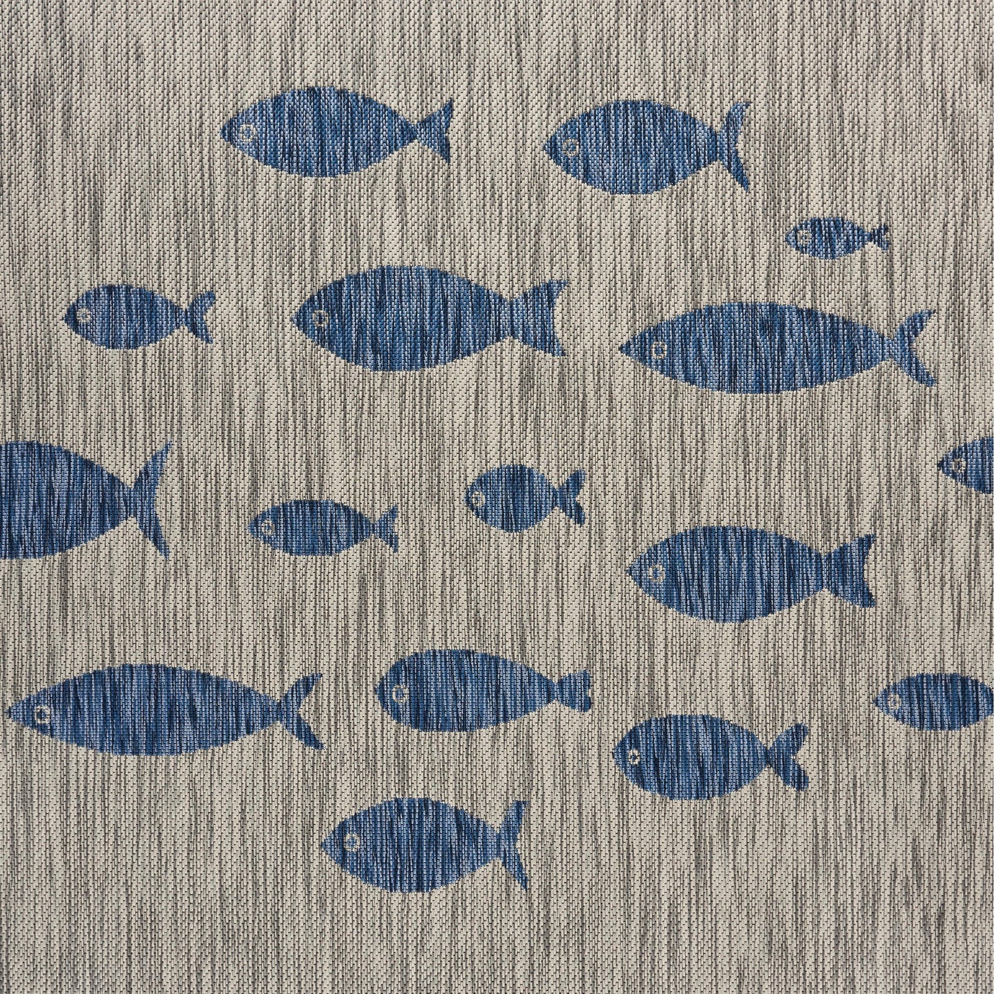 Catalina-81505 Tropical Power-Loomed Gray/Navy Blue Polypropylene Indoor/Outdoor Area Rug - LR Home