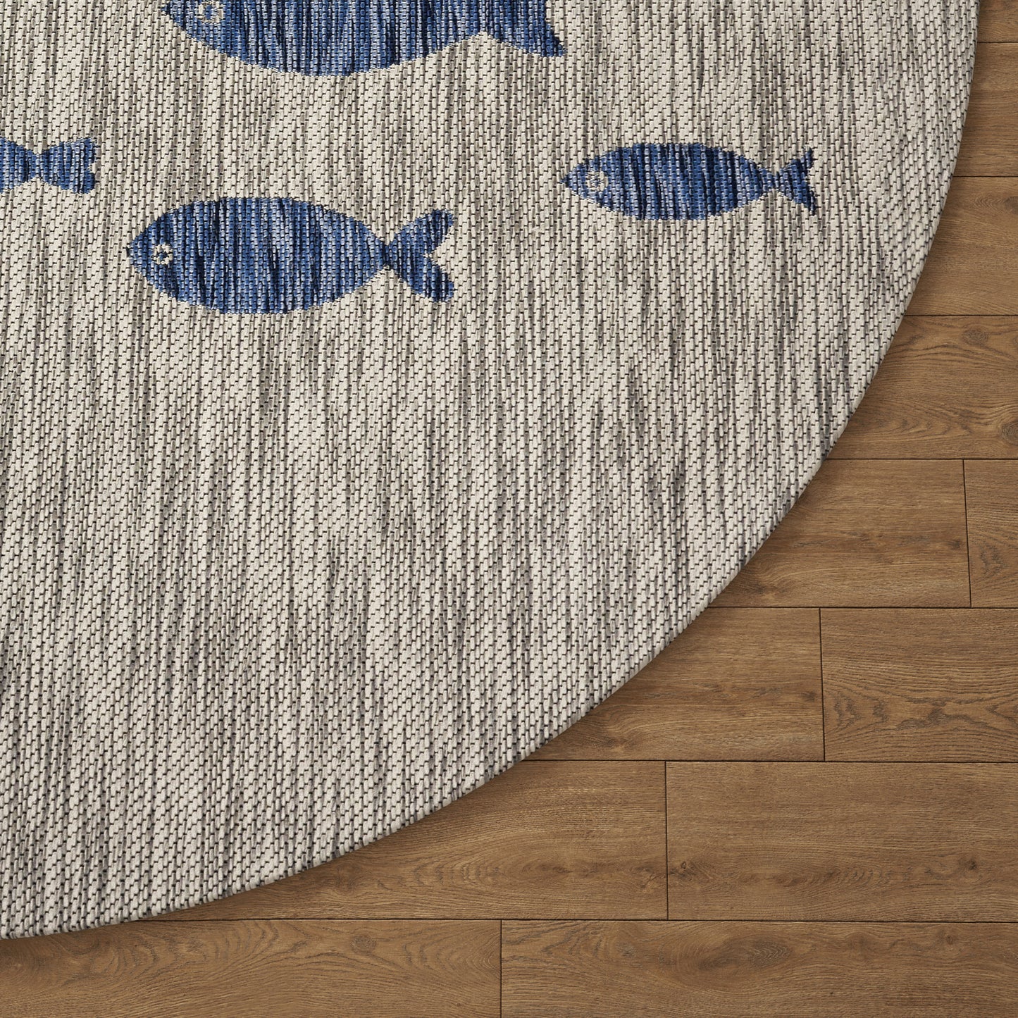 Catalina-81505 Tropical Power-Loomed Gray/Navy Blue Polypropylene Indoor/Outdoor Area Rug - LR Home