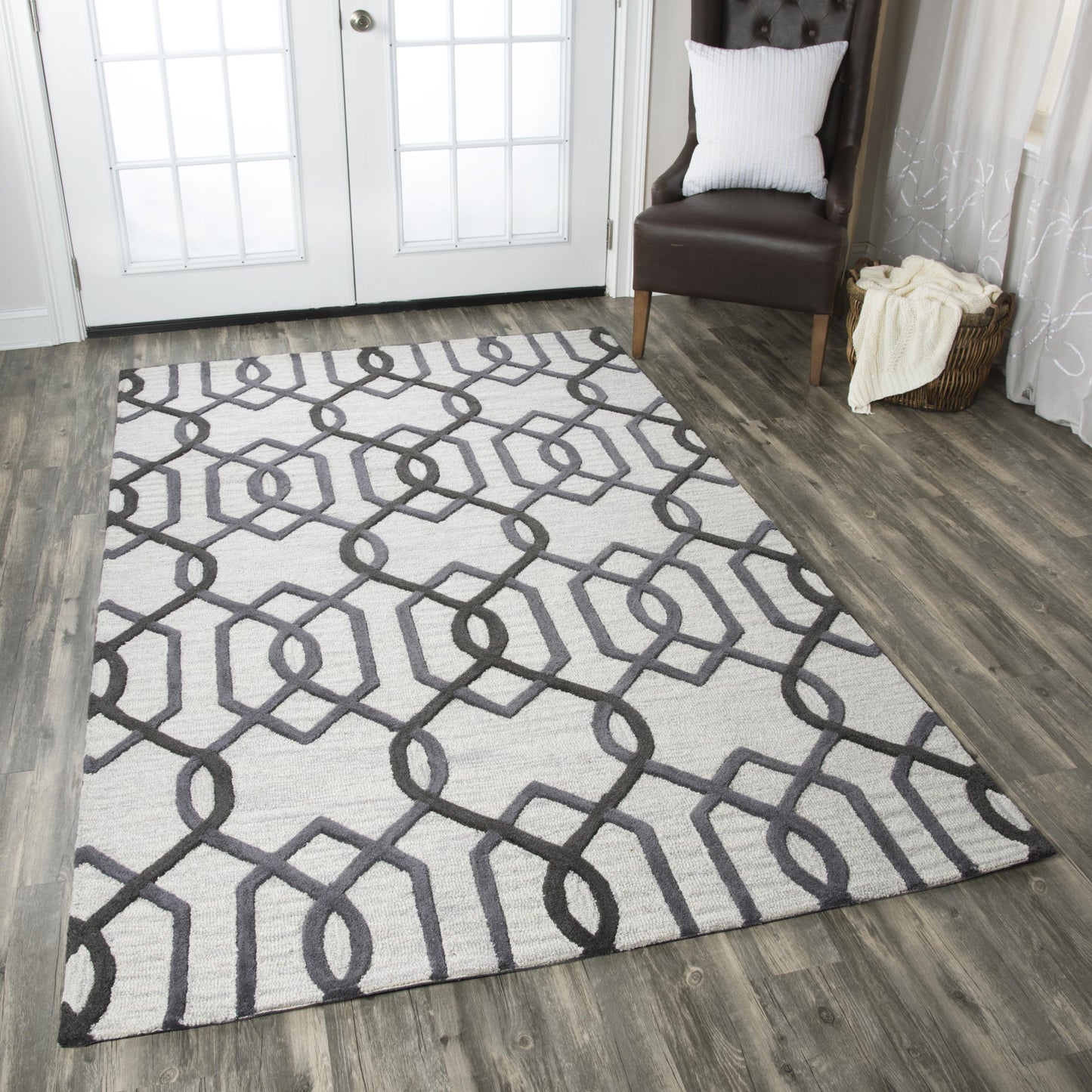 Caterine CE9526 Gray/Ivory Hand-Tufted Rug - Rizzy