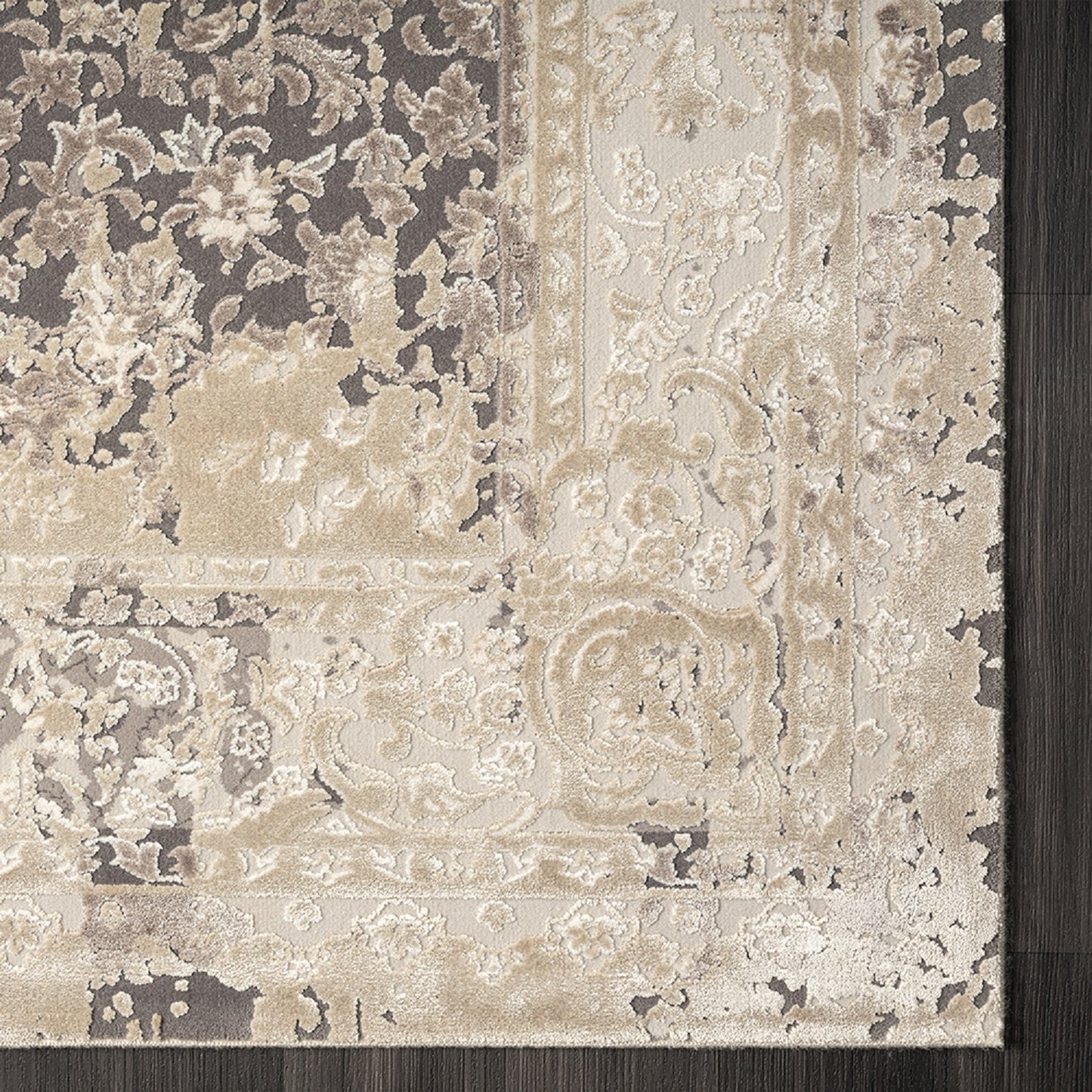 CHESH-82121 Classic/Traditional Machine Made Grey Luxelon Blend Indoor Area Rugs - LR Home