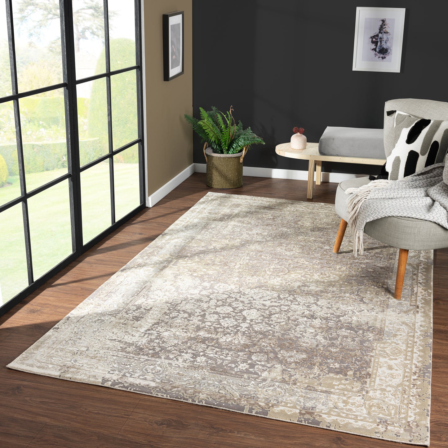 CHESH-82121 Classic/Traditional Machine Made Grey Luxelon Blend Indoor Area Rugs - LR Home