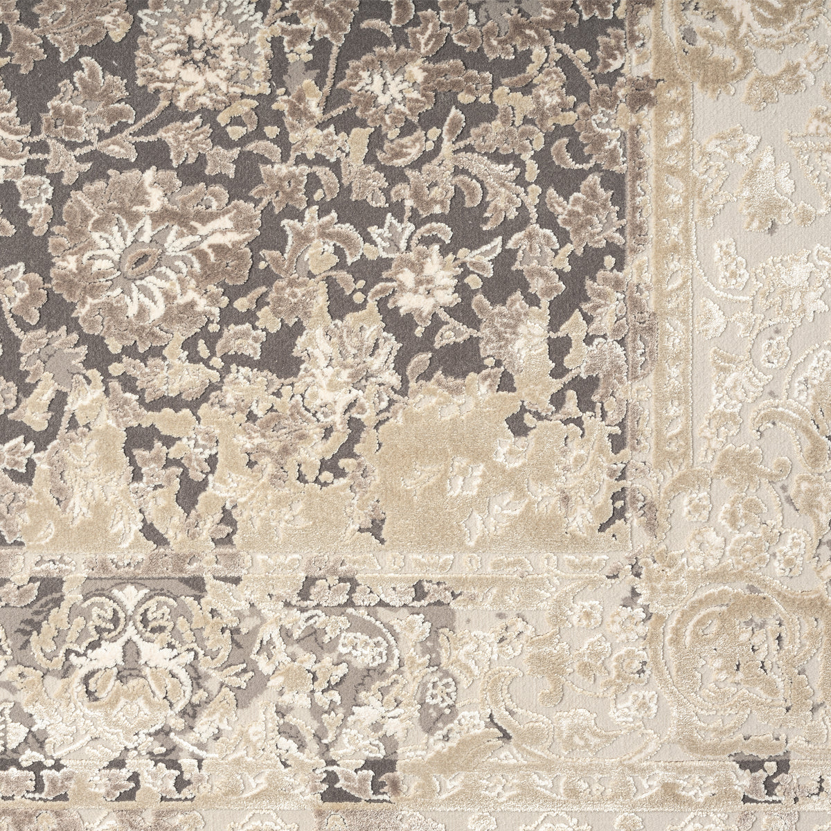 Cheshire Grey Floral/Botanical Classic/Traditional Luxelon Blend Area Rug - color swatch