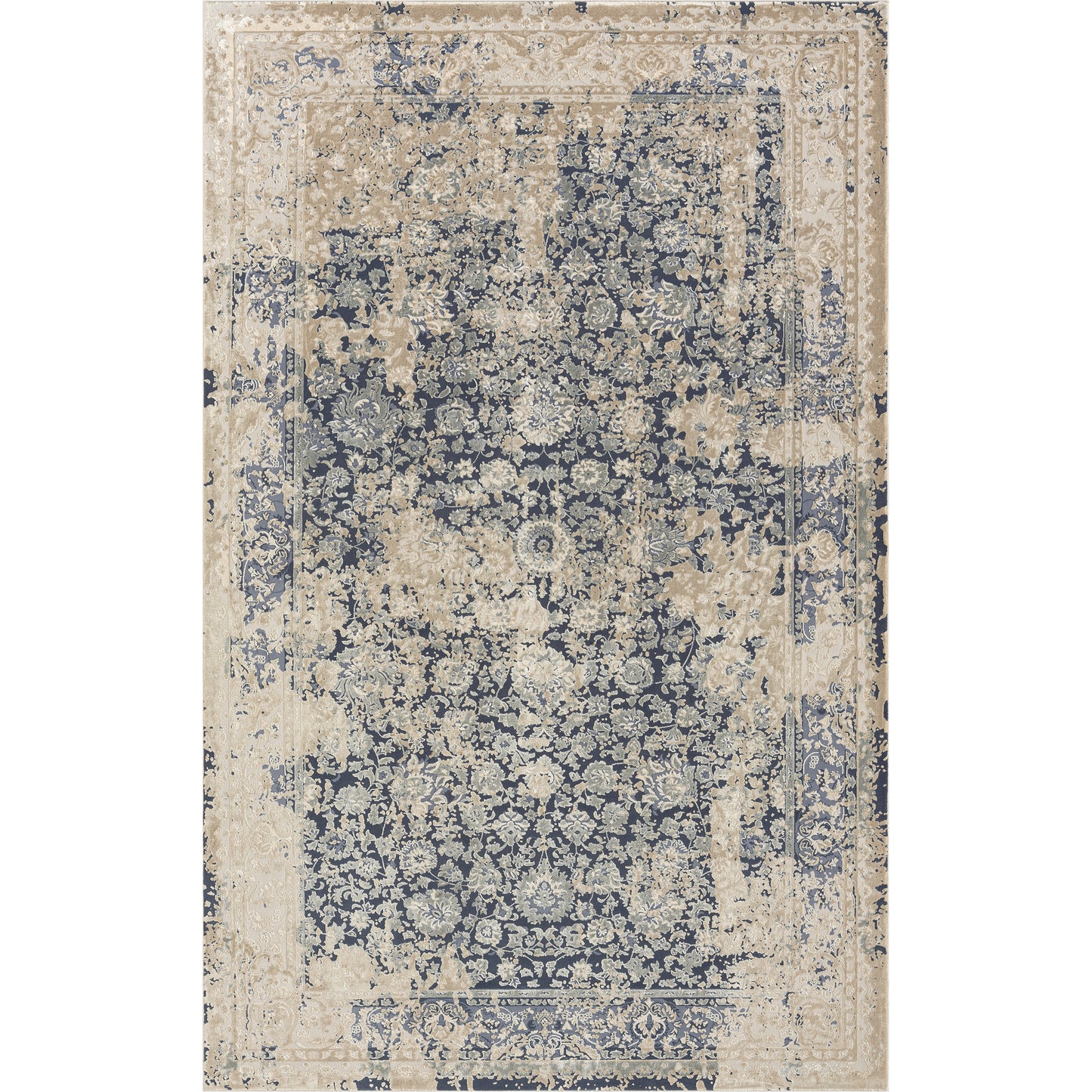 Cheshire-82122 Traditional Power-Loomed Blue Cotton Indoor Area Rug - LR Home