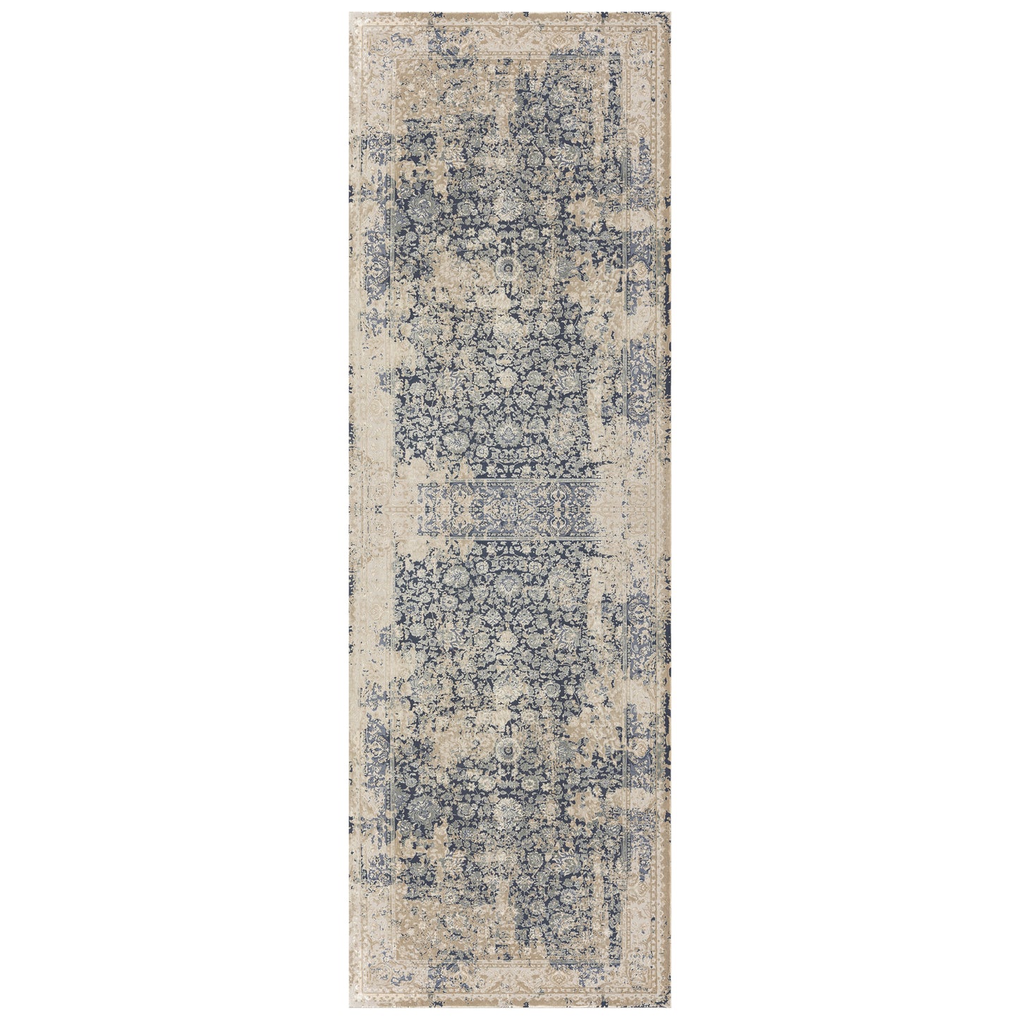 Cheshire-82122 Traditional Power-Loomed Blue Cotton Indoor Area Rug - LR Home